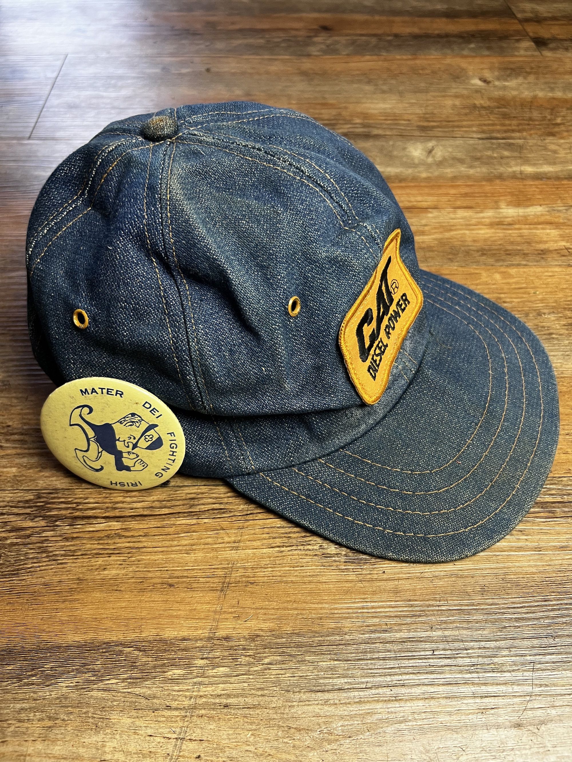 Caterpillar 1970's-1980's CAT Diesel Power Denim Trucker Snapback Size ONE SIZE - 4 Thumbnail