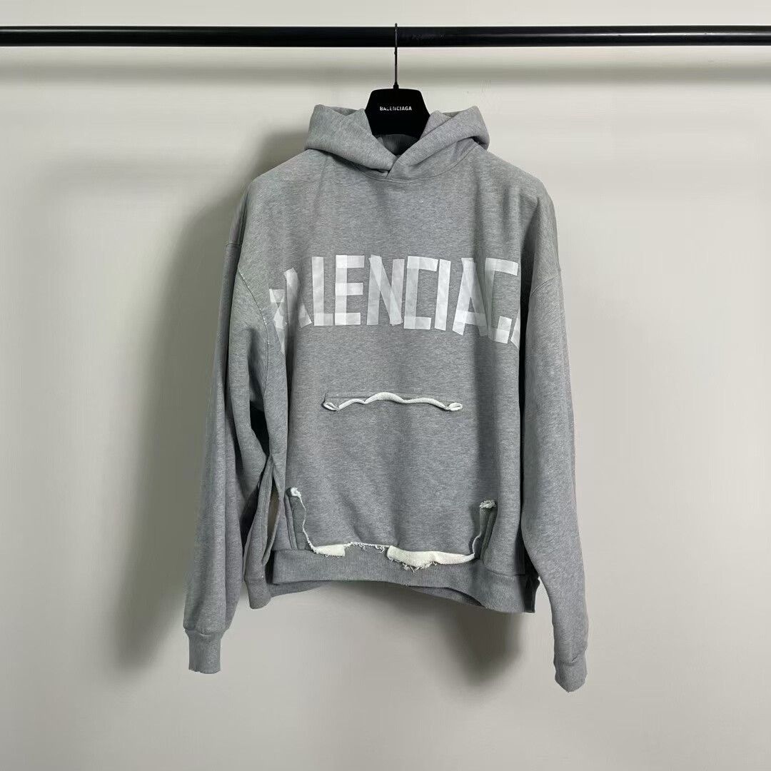 Balenciaga balenciaga gray distressed hoodie Size US M / EU 48-50 / 2 - 1 Thumbnail