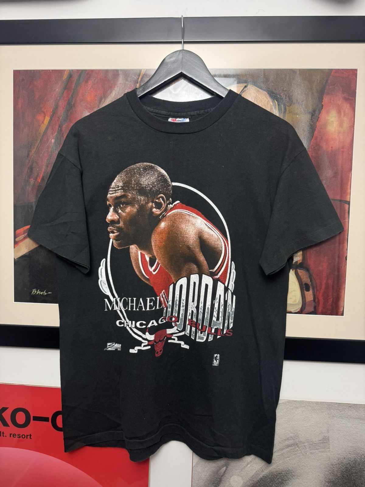 Salem Sportswear 1991 Single Stitch Micheal Jordan Chicago Bulls Vintage Tee Size US L / EU 52-54 / 3 - 1 Thumbnail