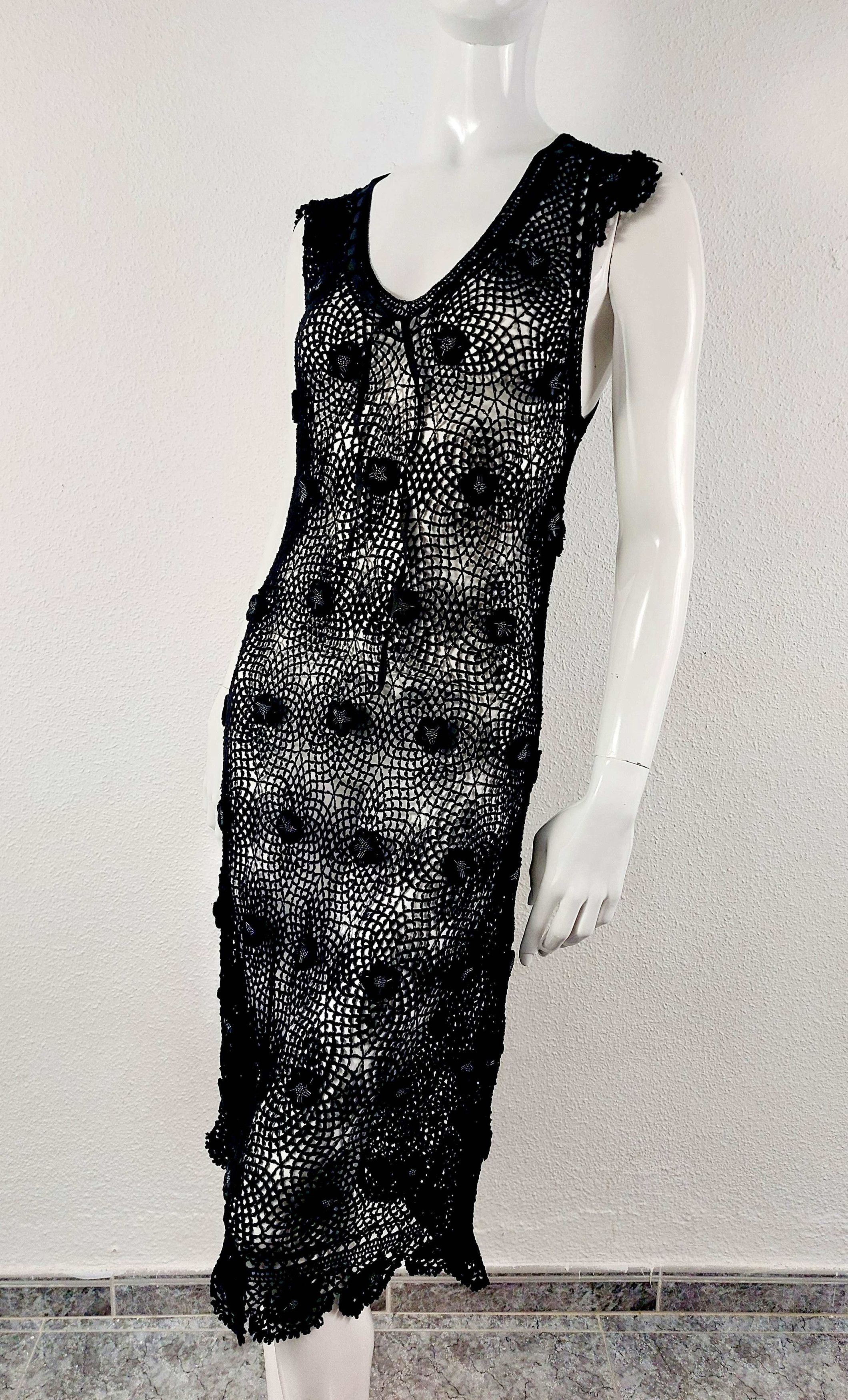 Moschino Moschino Cheap Chic Net Lace Crochet Black Flower Maxi Dress Size M / US 6-8 / IT 42-44 - 3 Thumbnail