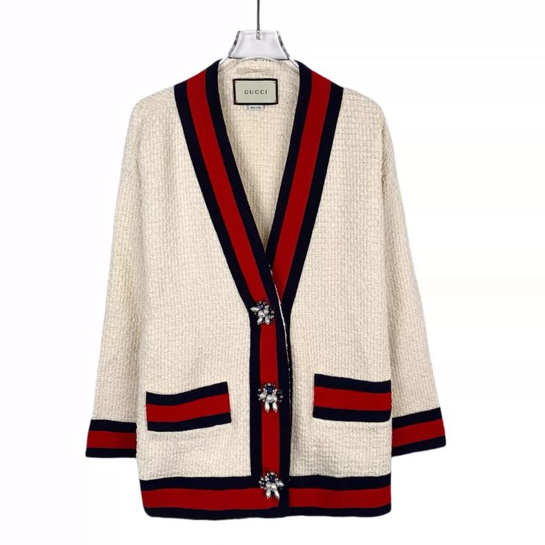 Gucci Gucci Beige striped cotton V-neck long-sleeved braided card Size XS / US 0-2 / IT 36-38 - 1 Thumbnail
