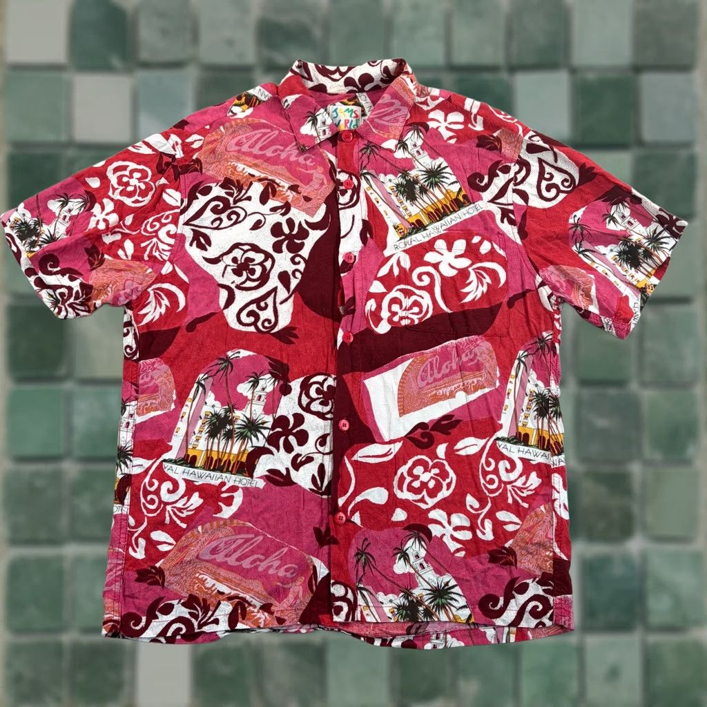 Jams World VINTAGE JAMS WORLD Royal Hawaiian Hotel AOP Men Medium Aloha Red Rayon Floral Button-Up Shirt Mens Red Floral Pattern Hawaii Size US M / EU 48-50 / 2 - 1 Thumbnail