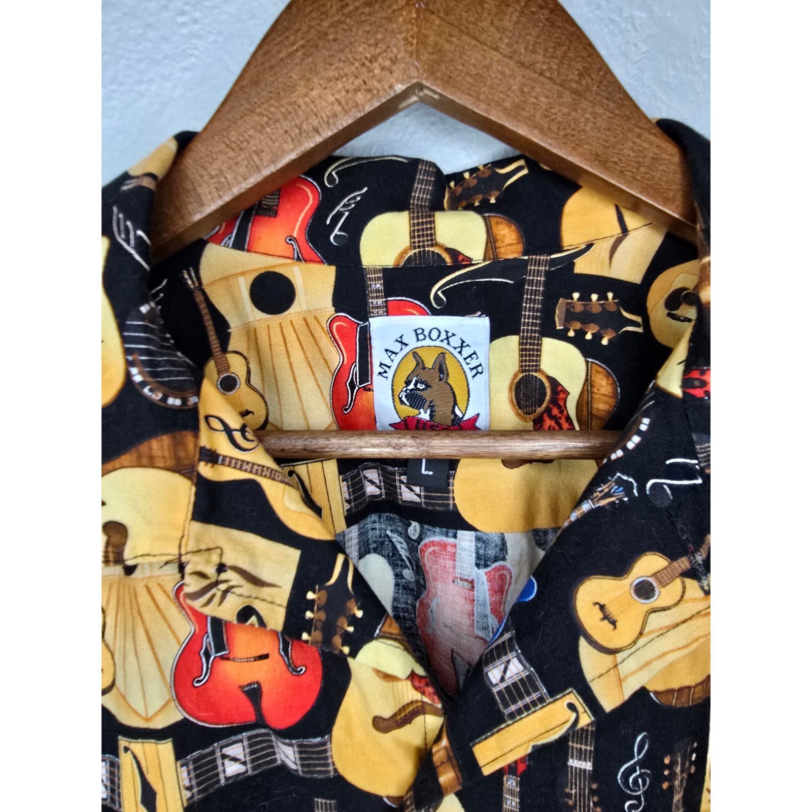 Vintage Vintage Max Boxxer Shirt Guitar AOP Hawaiian Button Down Size US L / EU 52-54 / 3 - 6 Thumbnail