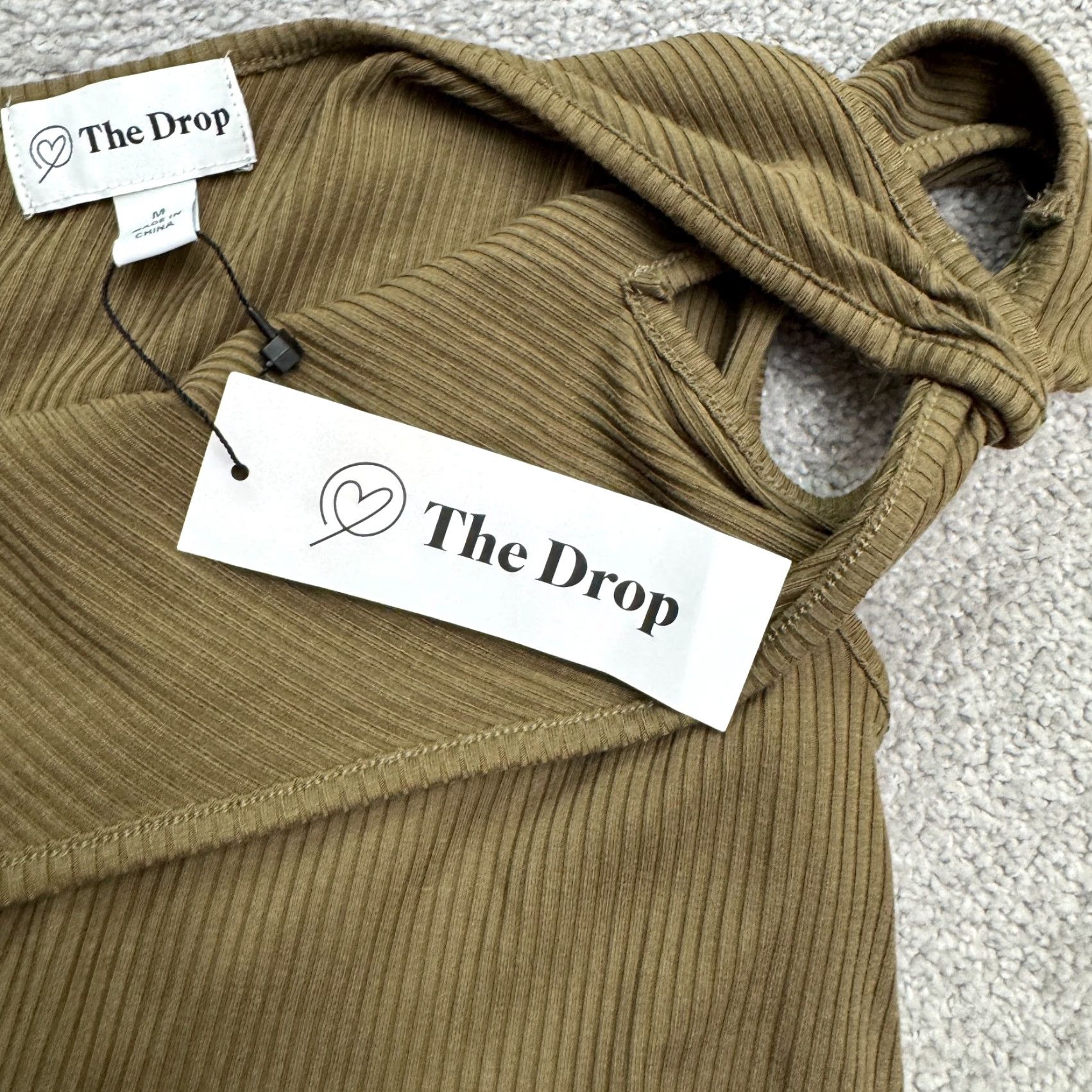 Olive The Drop The Drop Mickey-Capers One Shoulder Rib Knit Midi Dress Women M Olive Green Sleeveless Midi Casual Size M / US 6-8 / IT 42-44 - 7 Thumbnail