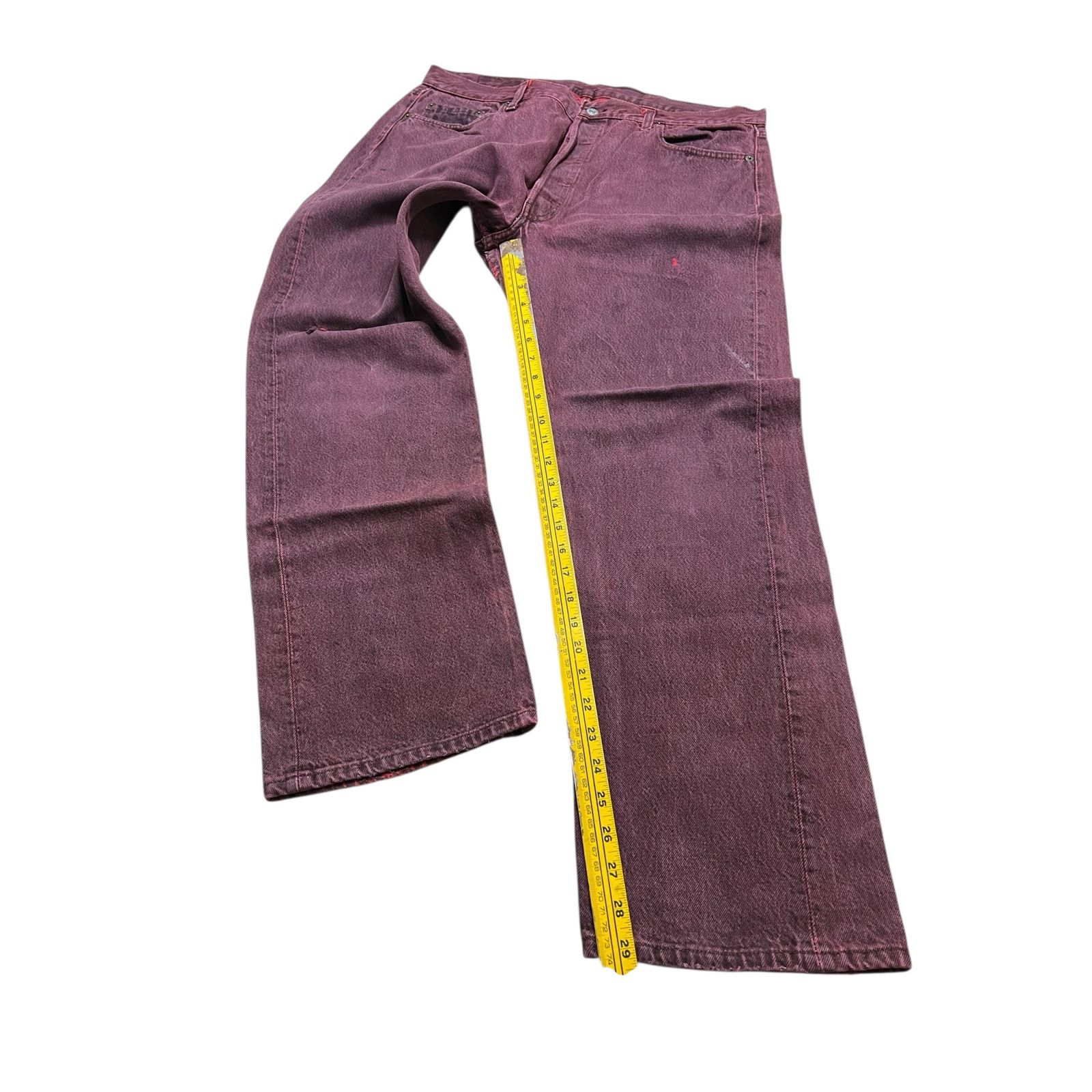 Levi's Vintage 80s Levi’s 501 Red Overdyed Jeans Distressed 38x30 Size US 38 / EU 54 - 5 Thumbnail