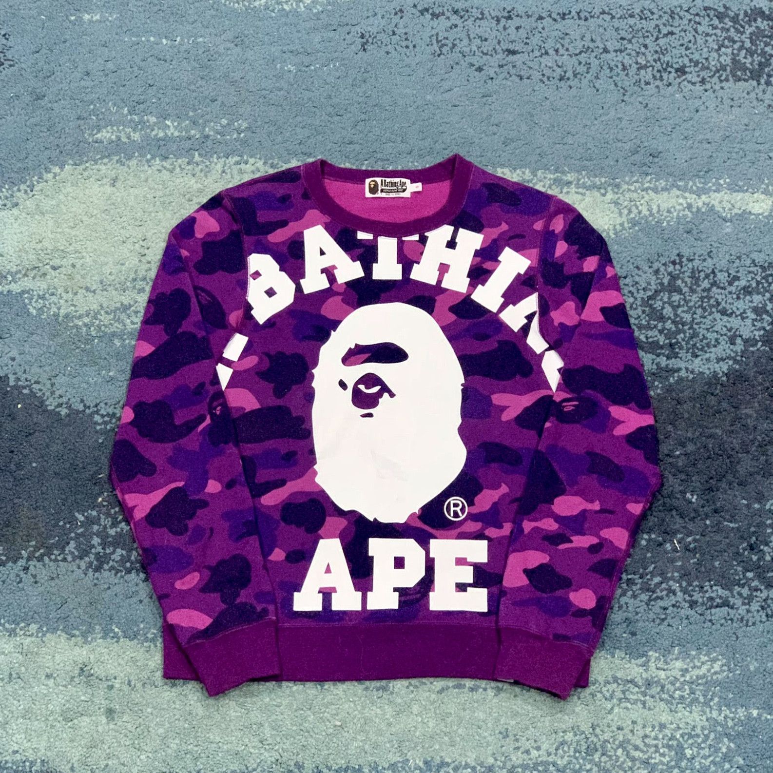 image of Bape Big College Logo Camouflage in Purple, Men's (Size Small)