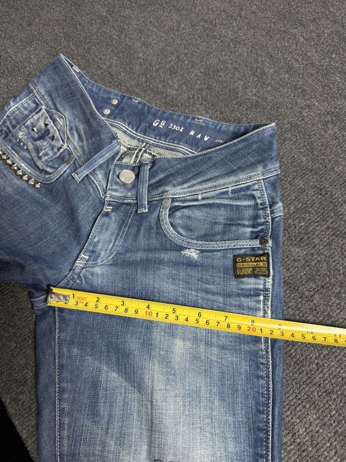 G-Star 00s G-Star RAW 3301 Distressed Punk Rock Denim Jeans Y2K Size 25" / US 0 / IT 36 - 22 Thumbnail