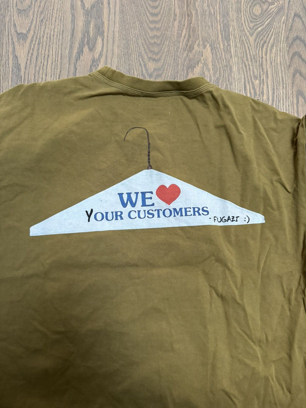 Fugazi FUGAZI “we love our customers” T shirt olive Size US M / EU 48-50 / 2 - 4 Thumbnail