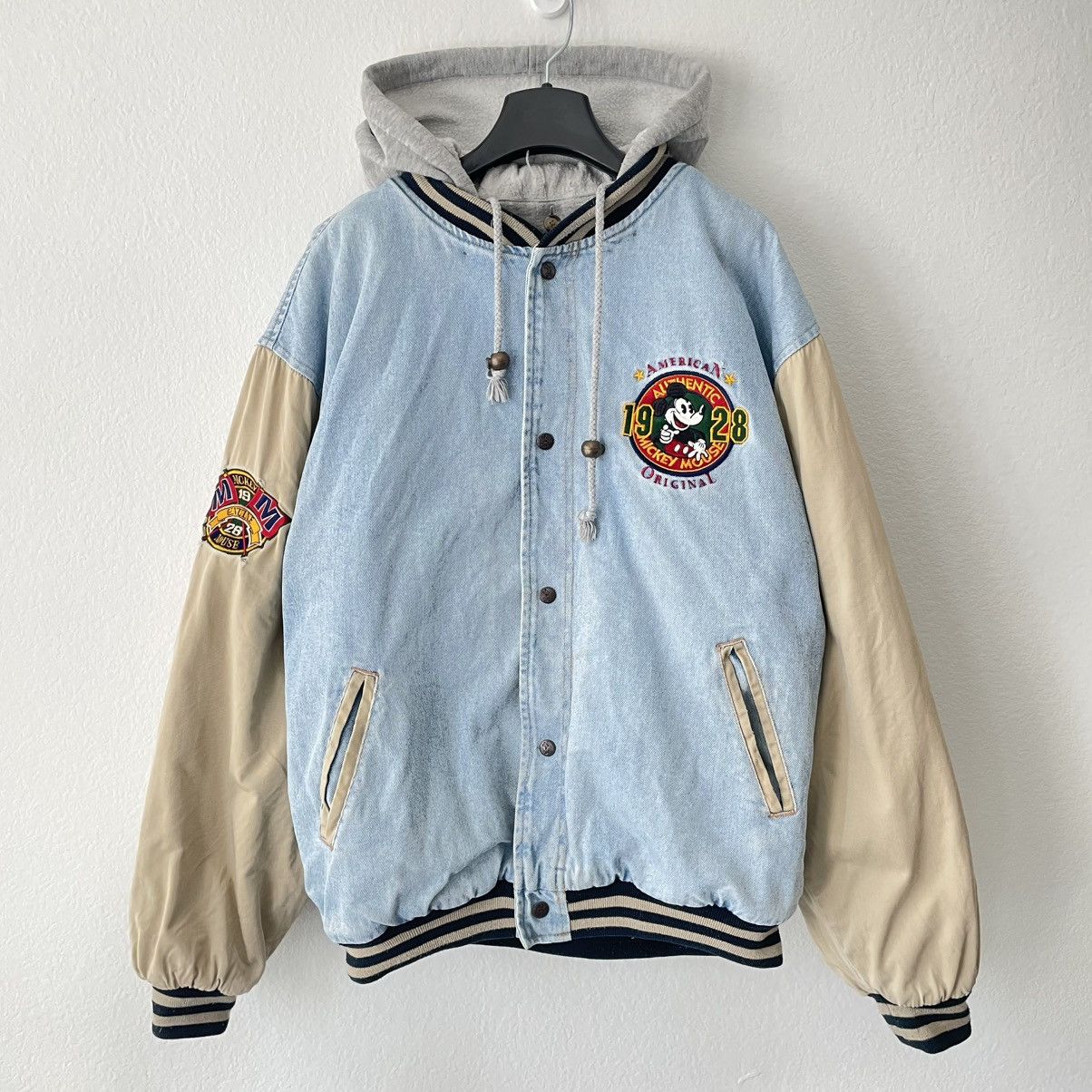 Mickey Inc 90s Disney Store Mickey Mouse Hooded Denim Bomber Jacket Size US XL / EU 56 / 4 - 2 Thumbnail