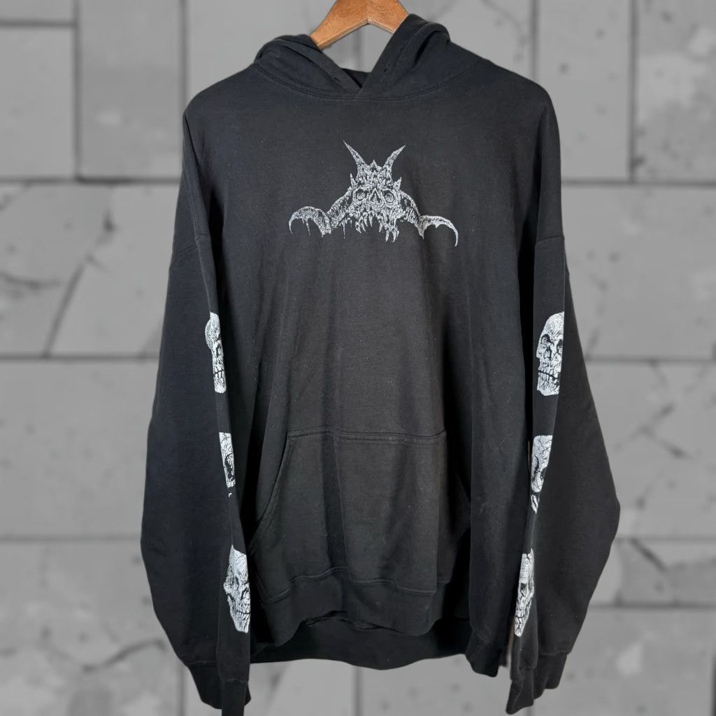 Vintage SAWBLADE Black Graphic Hooded Pullover Hoodie Mens 2XL Cotton Blend Size US XXL / EU 58 / 5 - 1 Thumbnail