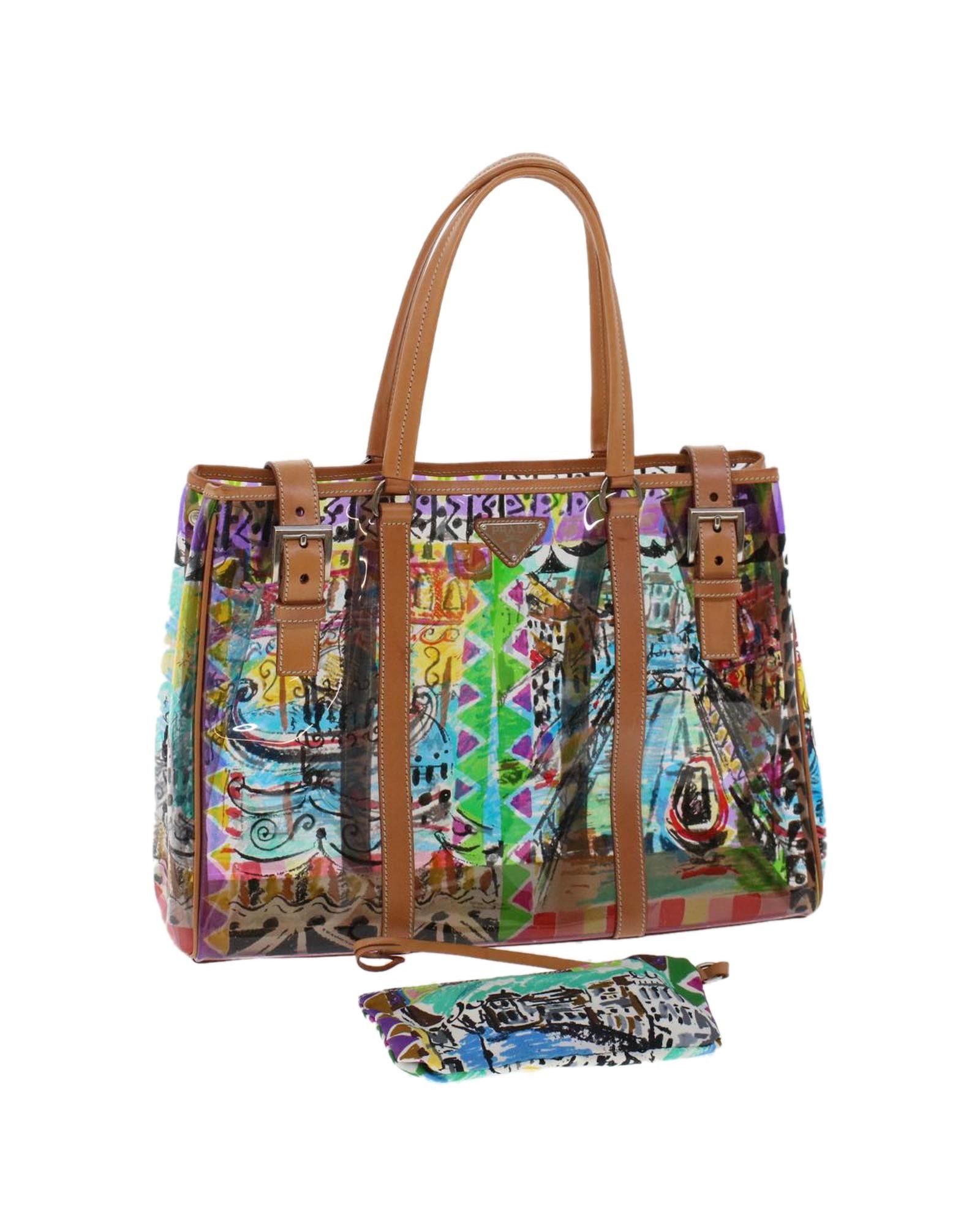 image of Prada Multicolor Vinyl Tote Bag, Women's