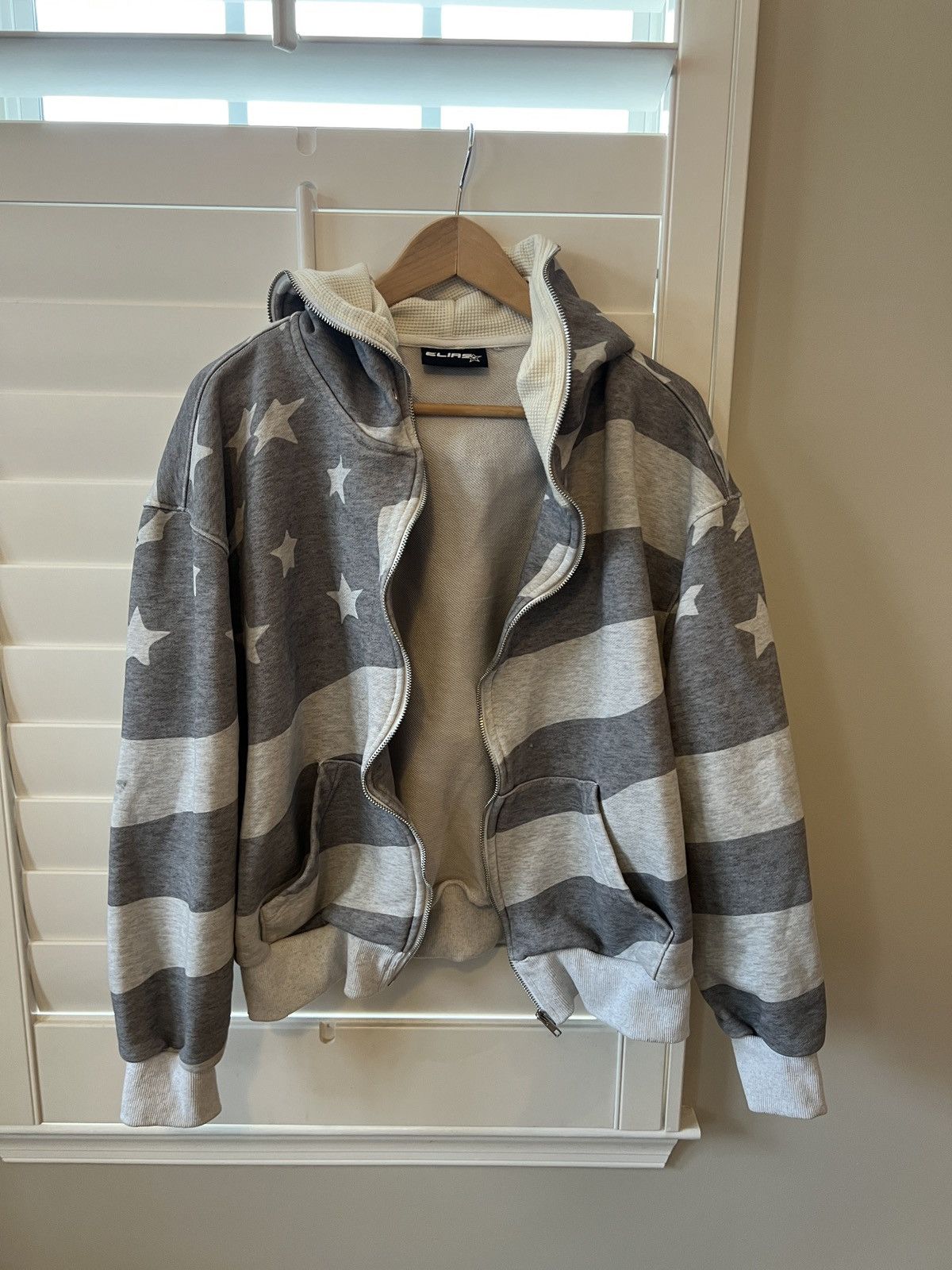 Elias New York Banner Full Zip Heather Grey Hoodie