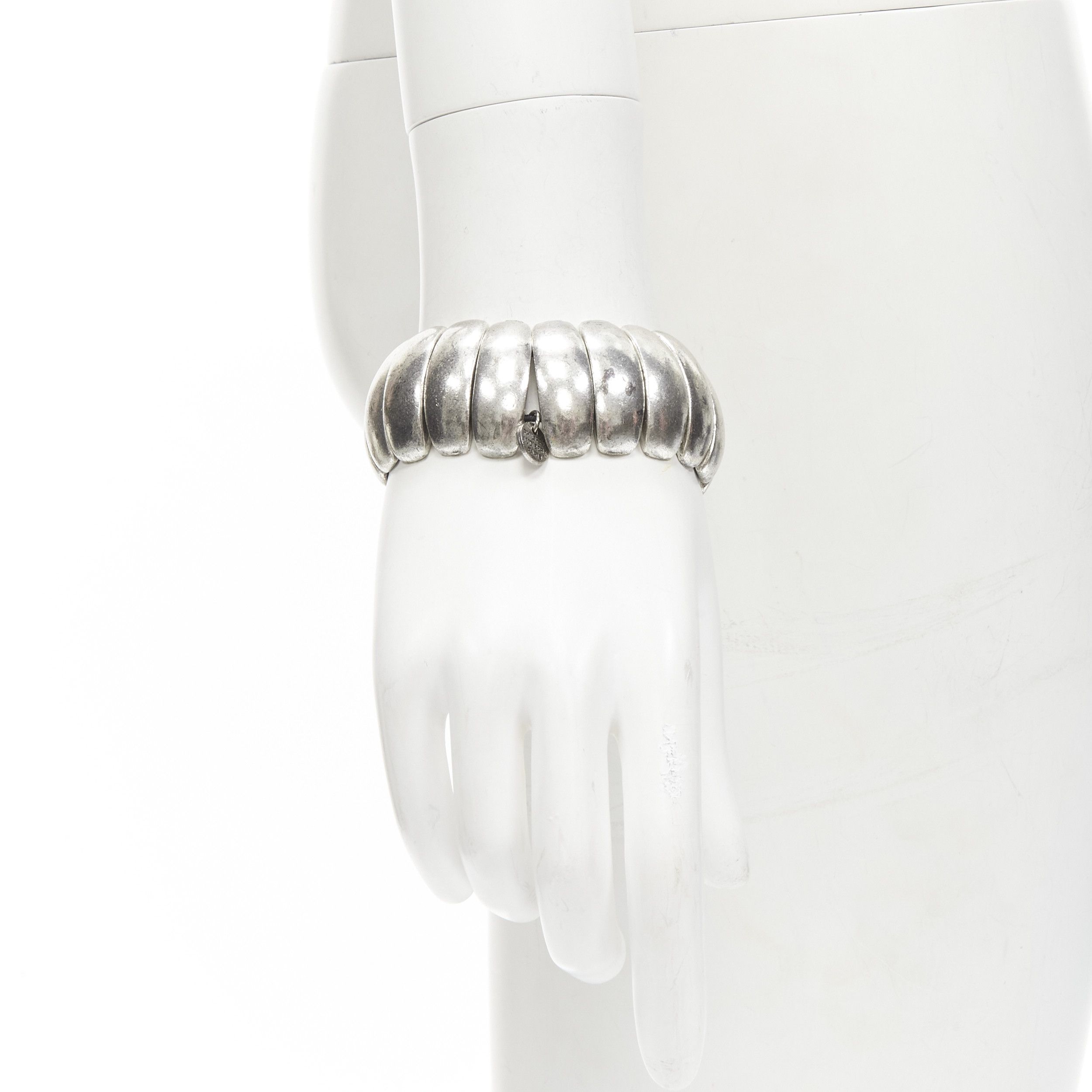 Other PHILLIPE AUDIBERT antique silver logo plate cuff elastic bracelet Size ONE SIZE - 1 Thumbnail
