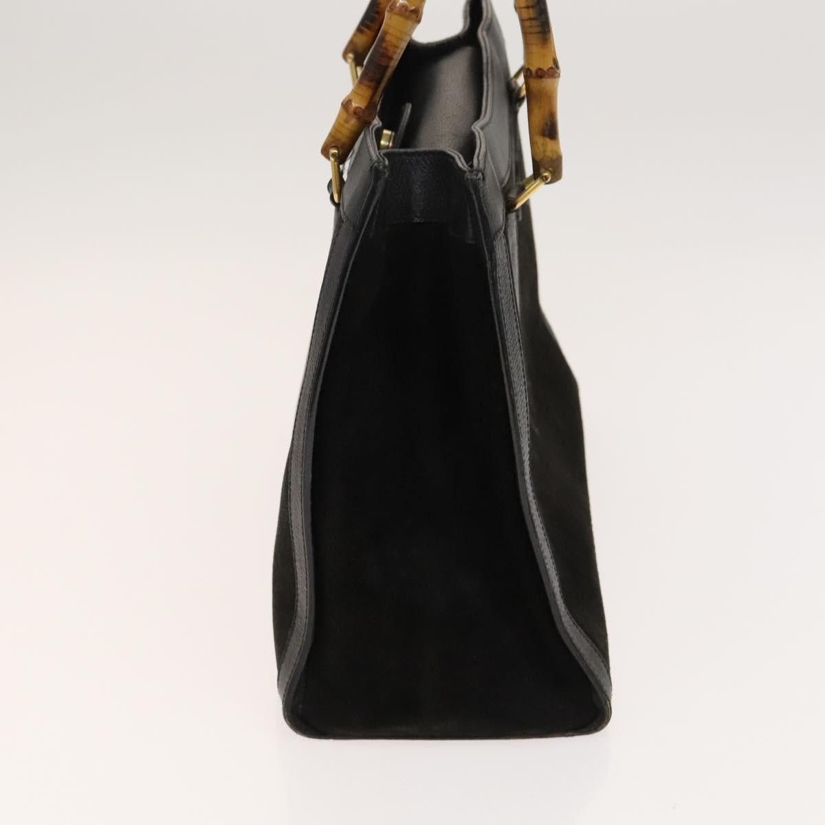 Gucci GUCCI Bamboo Hand Bag Suede Black Gold Size ONE SIZE - 3 Thumbnail
