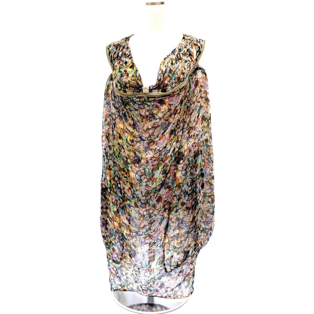 image of Hussein Chalayan 90's Trash Print Silk Top, Men's (Size Medium)