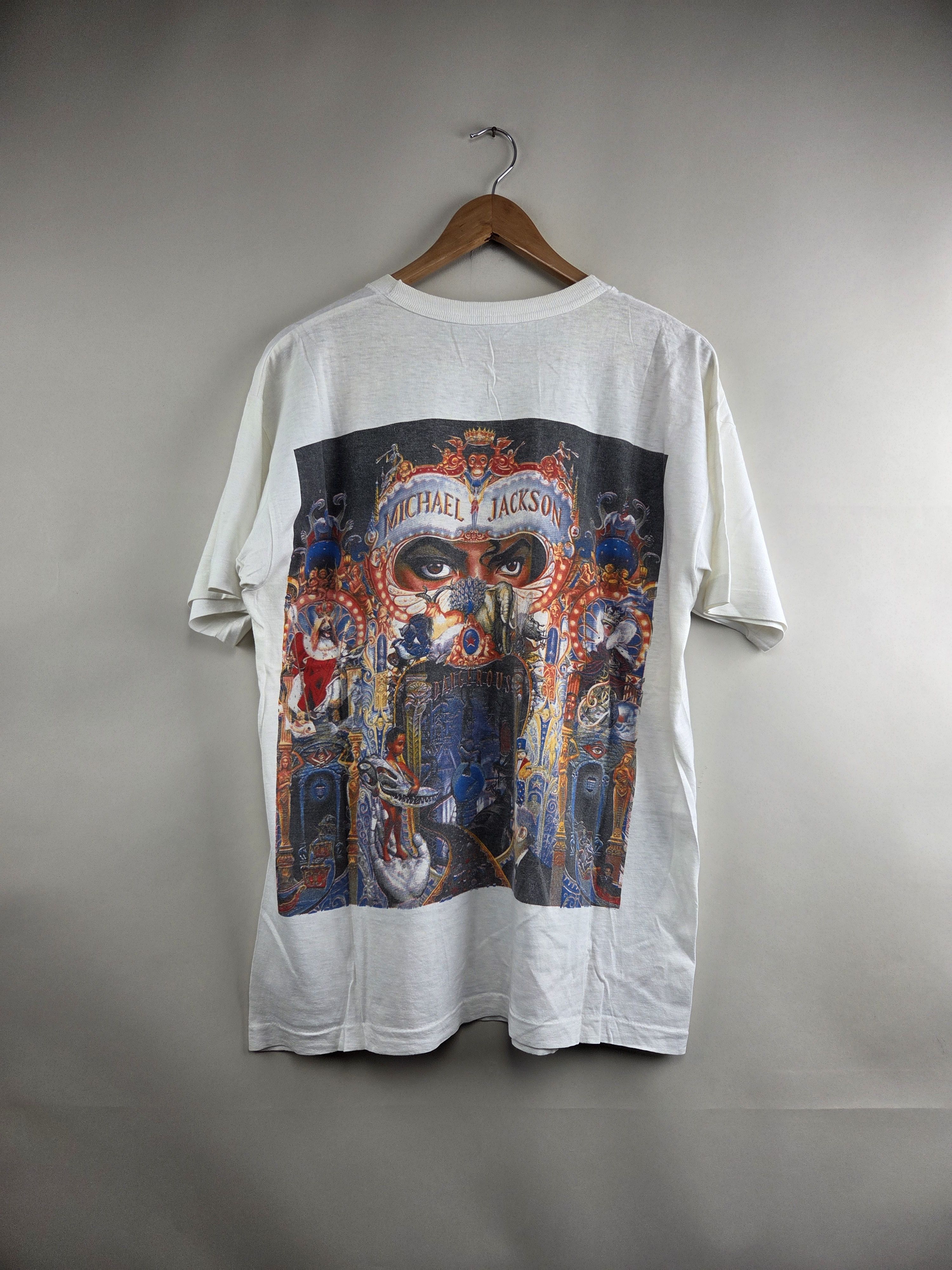 Band Tees × Michael Jackson × Vintage 1992 Michael Jackson Dangerous Full print XL 22" 28.5" Size US XL / EU 56 / 4 - 5 Thumbnail