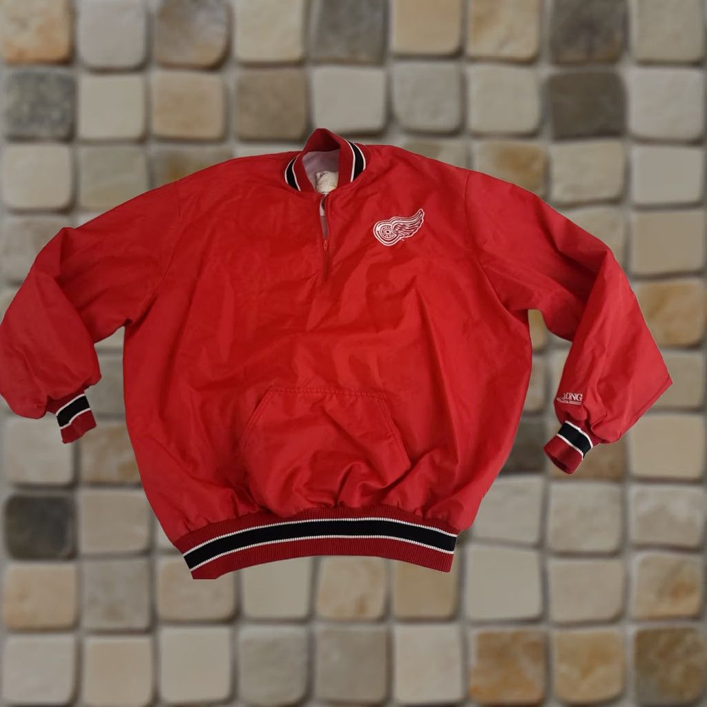 Red Wing VINTAGE DeLong Detroit Red Wings 1/4 Zip Pullover Bomber Jacket L Size US L / EU 52-54 / 3 - 1 Thumbnail