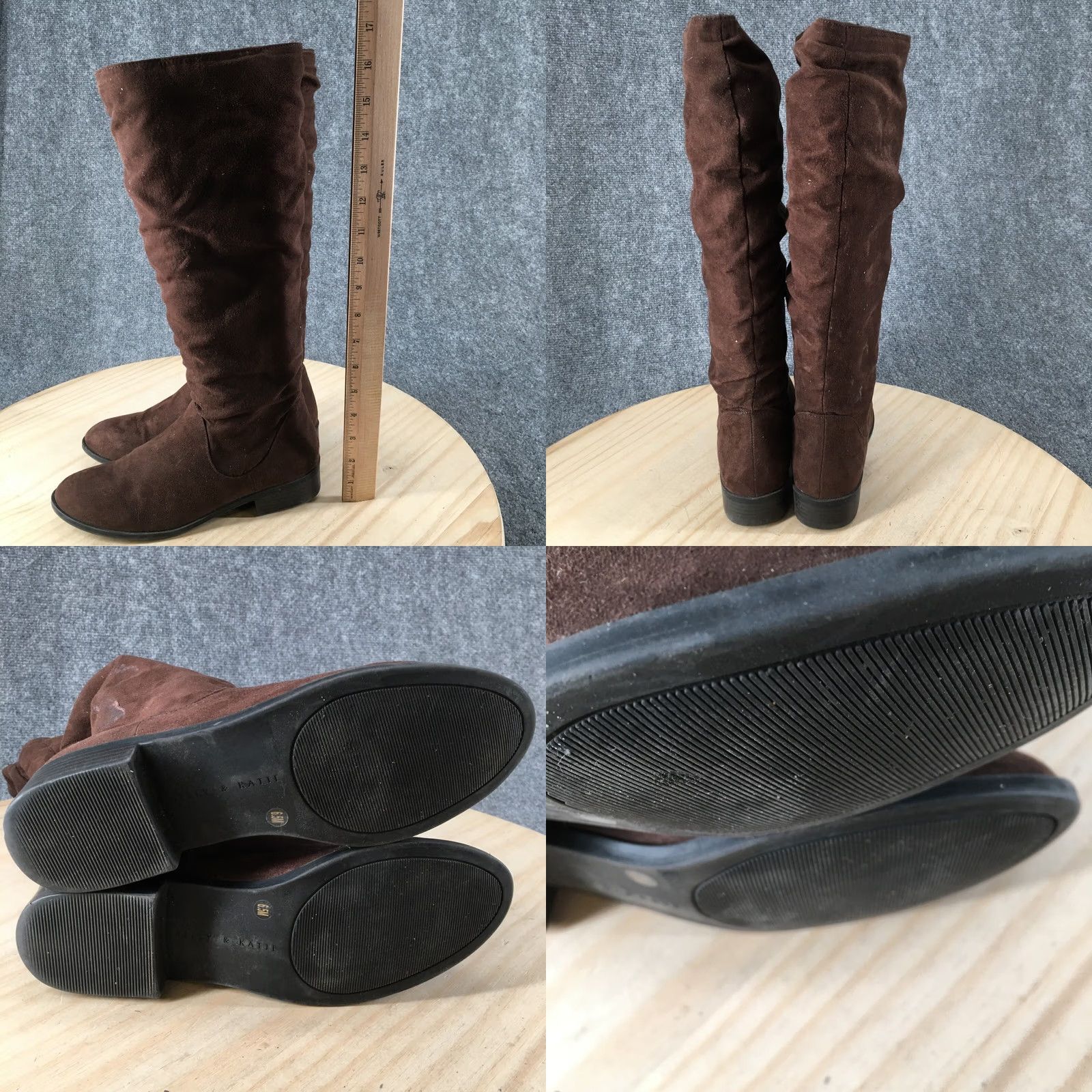 Vintage Kelly & Katie Boots Womens 6.5 M Lilyana Tall Knee High Brown Fabric Zip Heels Boots Size US 7 / IT 37 - 8 Thumbnail