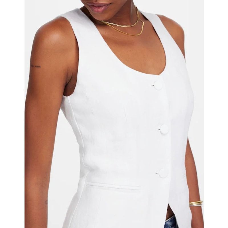 Madewell NWT Madewell Scoopneck Cutaway Linen Vest In White Size 8 Size M / US 6-8 / IT 42-44 - 4 Thumbnail