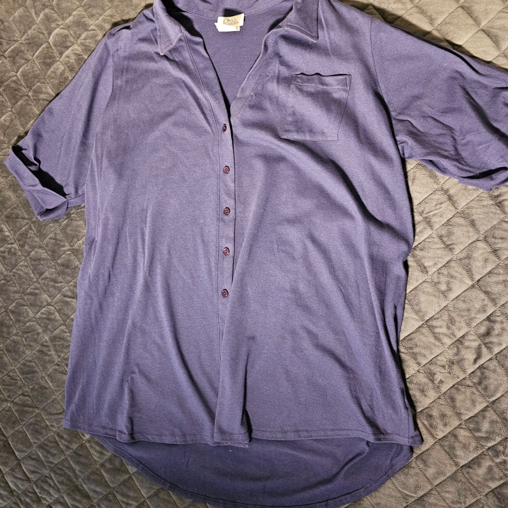 Vintage Only Necessities Women's Button-Down Blouse Shirt 1X Purple 3/4 Sleeve Pocket Casual Polka Dot Image: N/A Size XL / US 12-14 / IT 48-50 - 5 Thumbnail