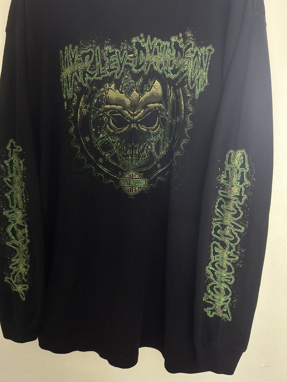 Harley Davidson Harley Davidson Thermal with Green Skull Graphic Longsleeve Size US XL / EU 56 / 4 - 2 Thumbnail