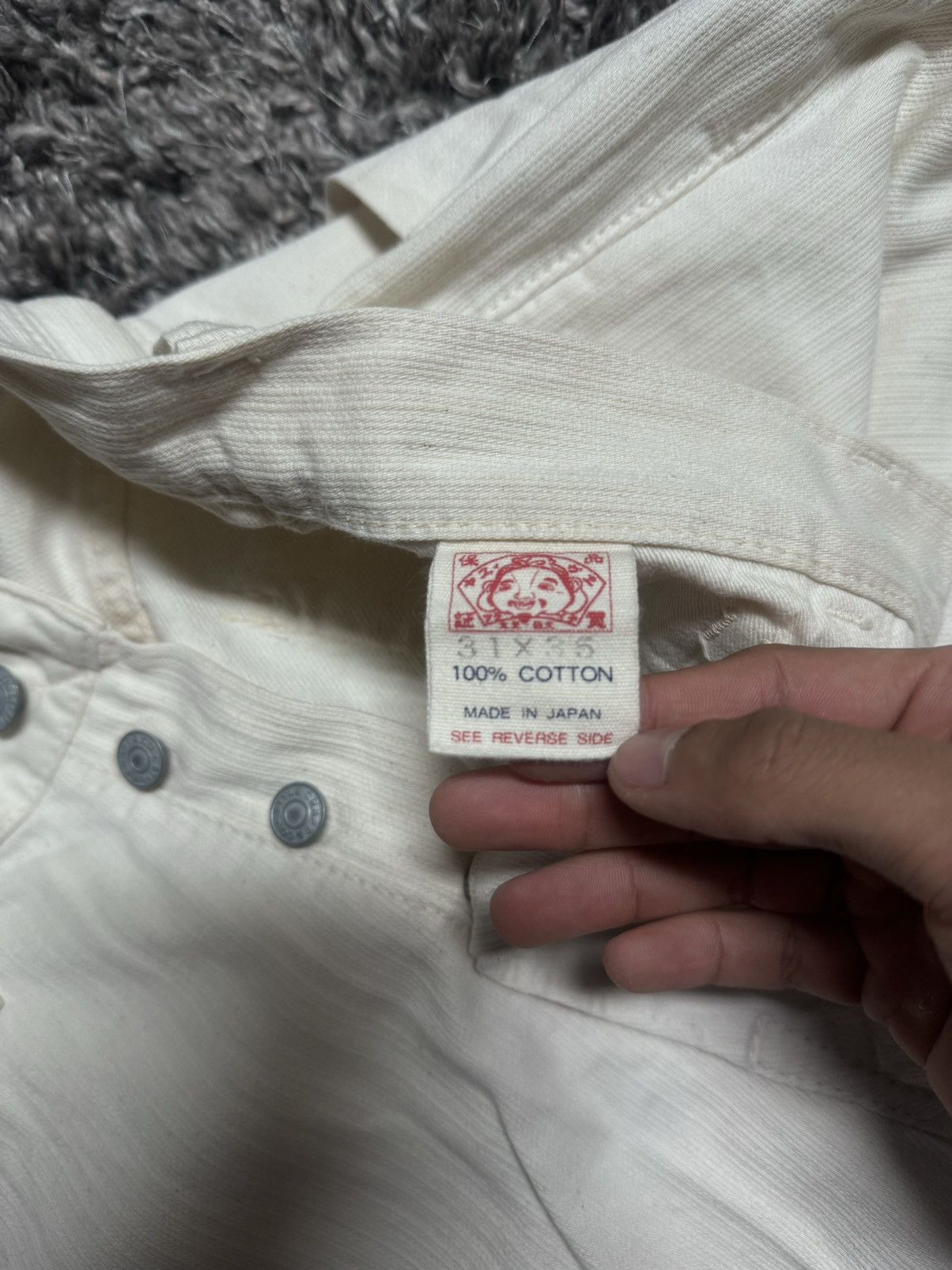 Evisu Vintage Evisu White Denim Jeans Size US 31 - 5 Thumbnail
