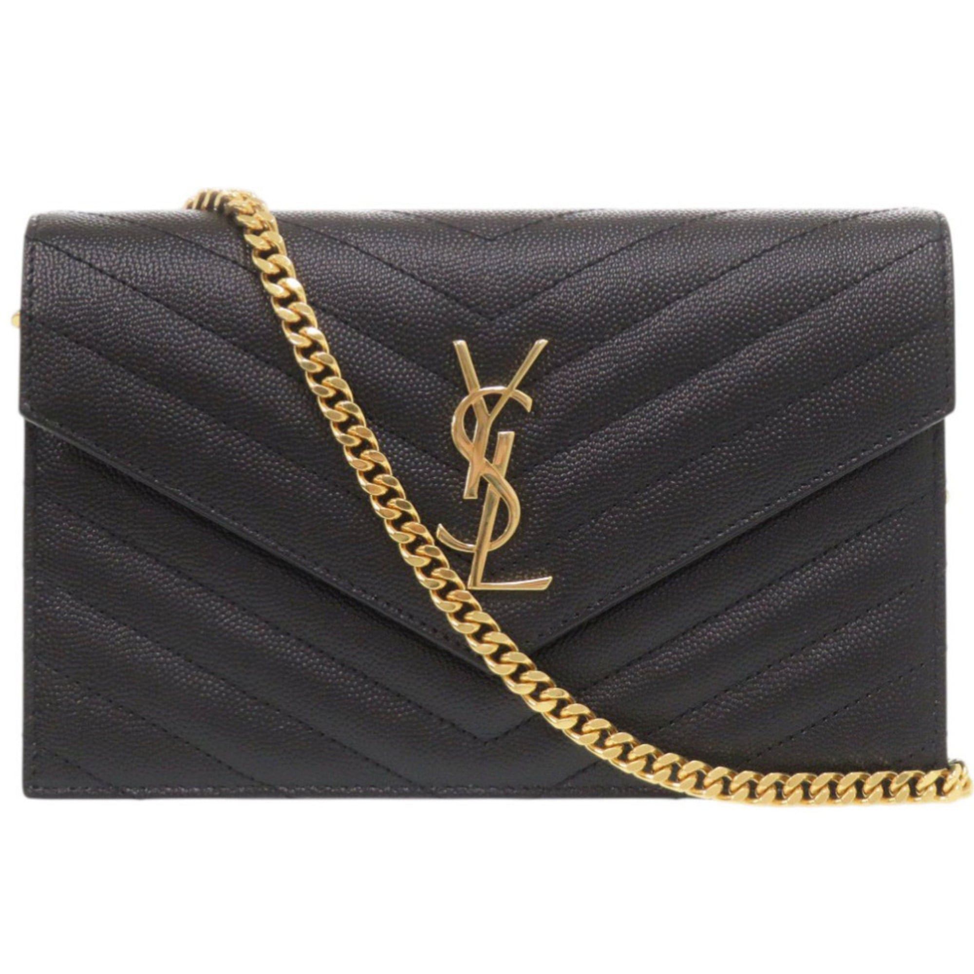 Yves Saint Laurent Yves Saint Laurent Like new Saint Laurent Paris Cassandra Envelope Wallet with Chain 742920, black leather chain shoulder bag, 1490. Size ONE SIZE - 1 Thumbnail