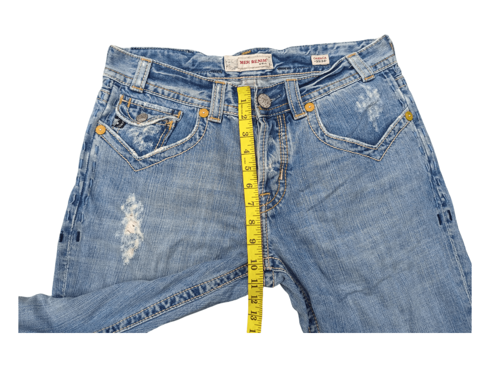 Mek Denim Vintage Mek Denim Distressed Sun Faded Jeans Size US 33 - 22 Thumbnail
