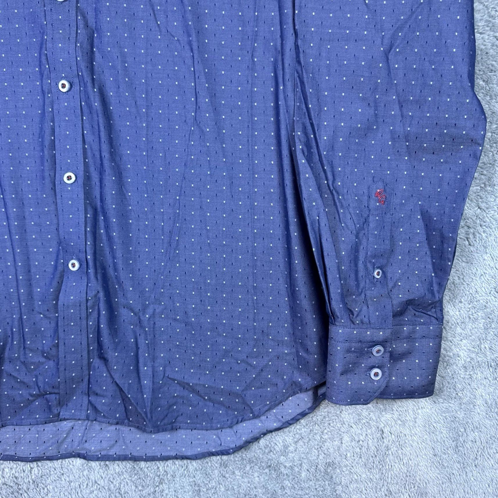 Robert Graham Robert Graham Shirt Mens 2XL Classic Floral Button-Up Knit Blue Cotton Long Sleeve Preppy Modern American Flip Cuff Size US XXL / EU 58 / 5 - 3 Thumbnail