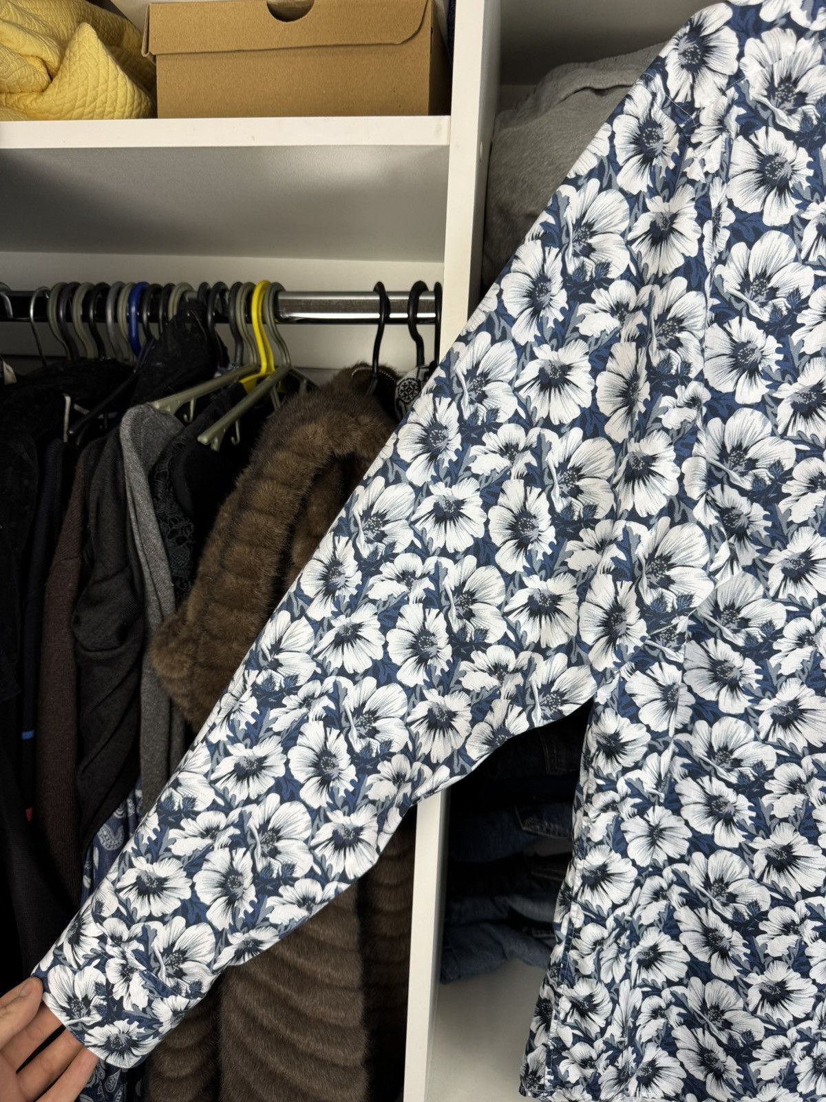 Strenstroms Stenströms Fitted Body Floral Print LS Shirt Size 17.5/44 Size US XL / EU 56 / 4 - 7 Thumbnail