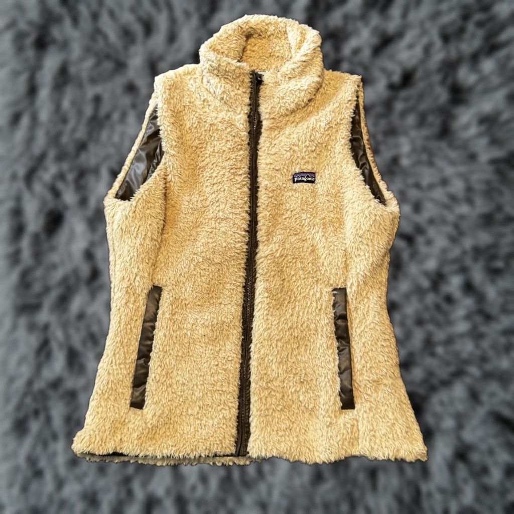 Patagonia Patagonia Los Gatos Vest Womens Small Ivory Brown Reversible Fleece Sherpa 25205 Size S / US 4 / IT 40 - 1 Thumbnail