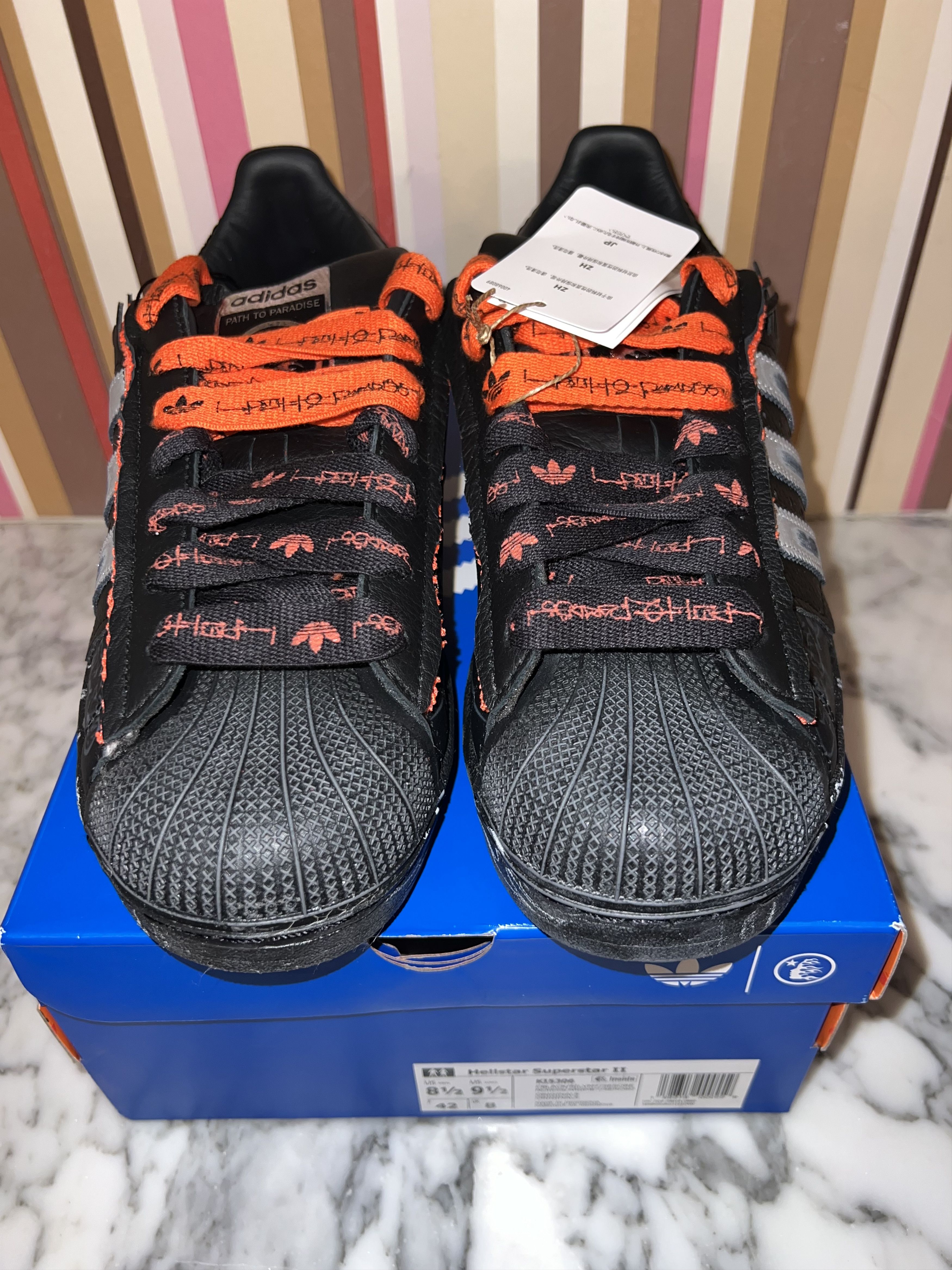 HELLSTAR Hellstar x Adidas Superstar 2 Orange Sz 8.5 Complexcon Size US 8.5 / EU 41-42 - 2 Thumbnail