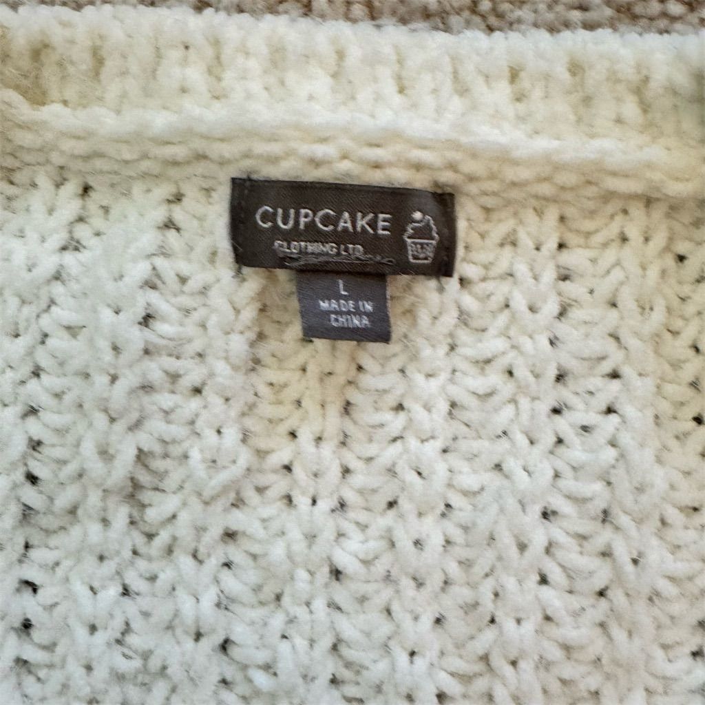 Other Cupcake Women's L Ivory V-Neck Cable Knit Pullover Sweater Size L / US 10 / IT 46 - 4 Thumbnail