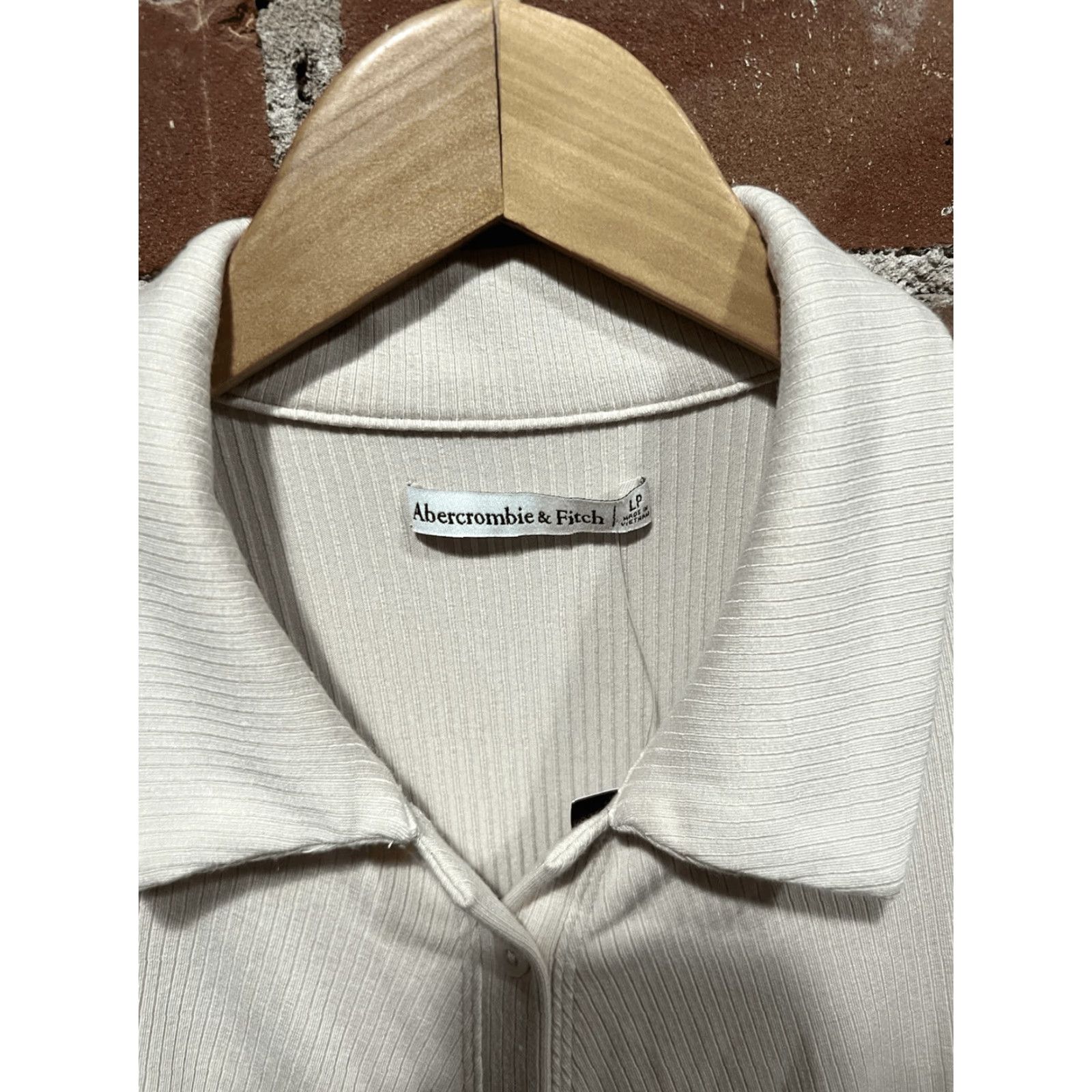 Abercrombie & Fitch Abercrombie & Fitch LS Collared Ribbed Beige Womens NWT Petite Large Dress Size L / US 10 / IT 46 - 3 Thumbnail