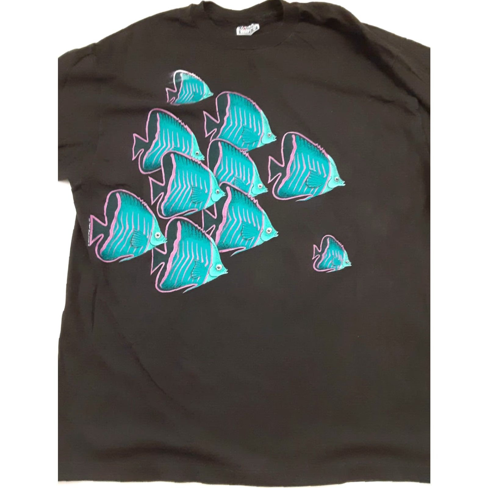 Hanes VINTAGE Hanes USA Made Blue Fish T-Shirt XL - Harly Quinn Divers 1990s - Unisex Adults - Short Sleeve Crew Neck Cotton Canvas - USA Theme Size US XL / EU 56 / 4 - 4 Thumbnail