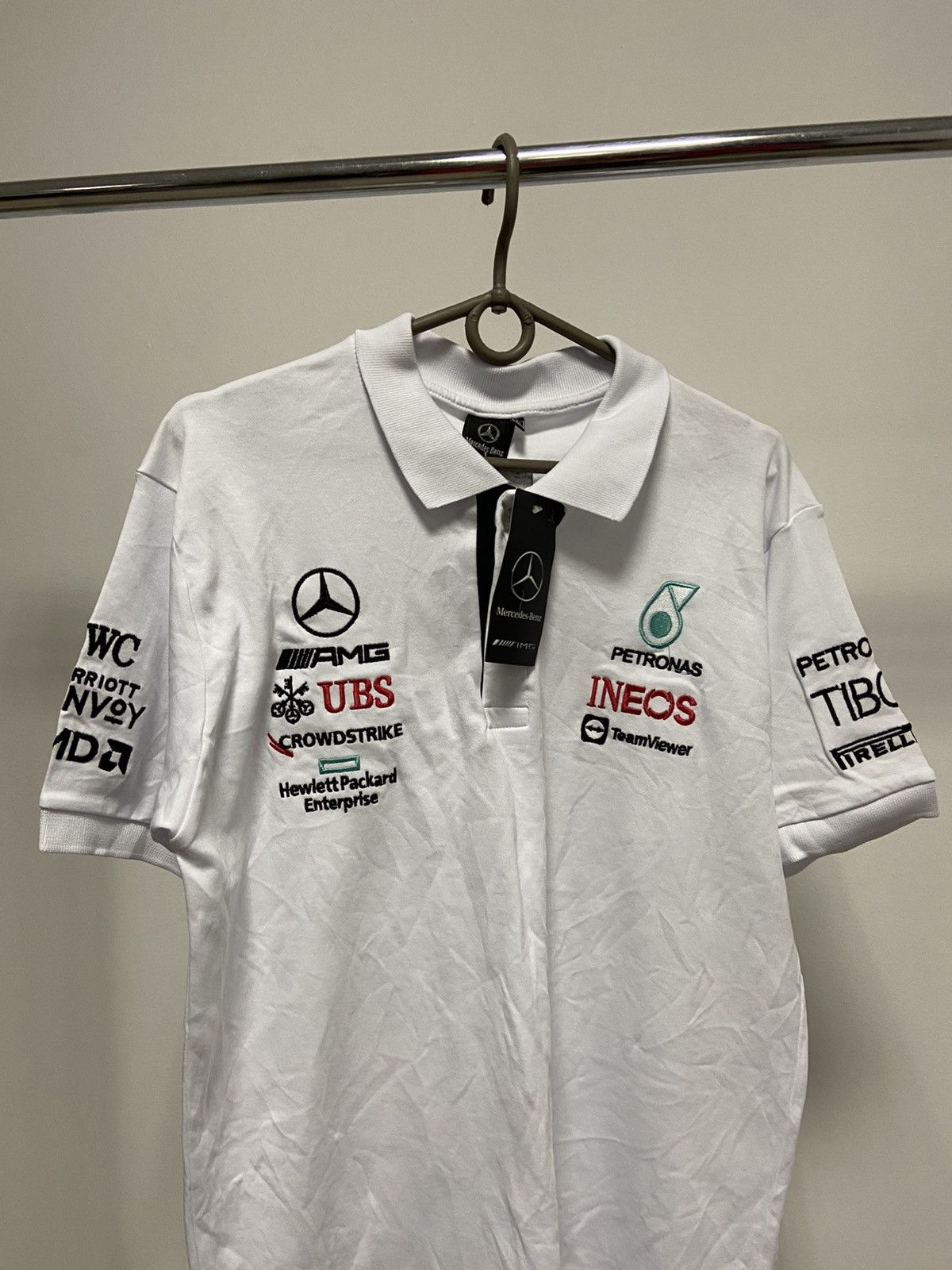 Mercedes-Benz × Vintage Mercedes Benz Racing polo t shirt Big Logo petronas Size US L / EU 52-54 / 3 - 3 Thumbnail
