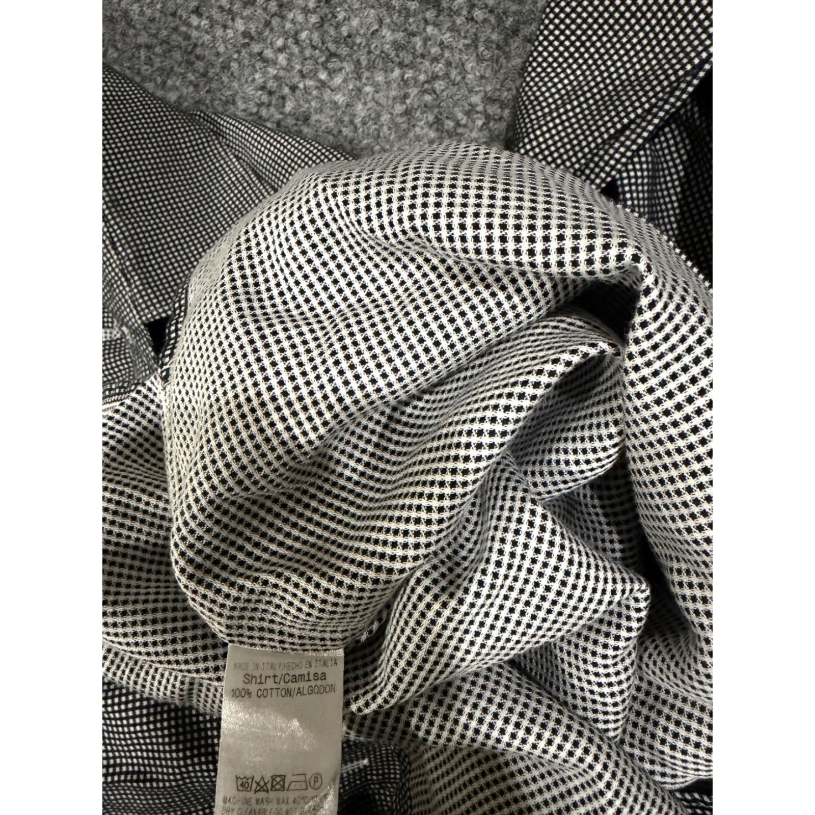 Ermenegildo Zegna VINTAGE not applicable; reconstruct: Ermenegildo Zegna Shirt Mens M Black Check Long Sleeve Dress Button Size 40R - 5 Thumbnail