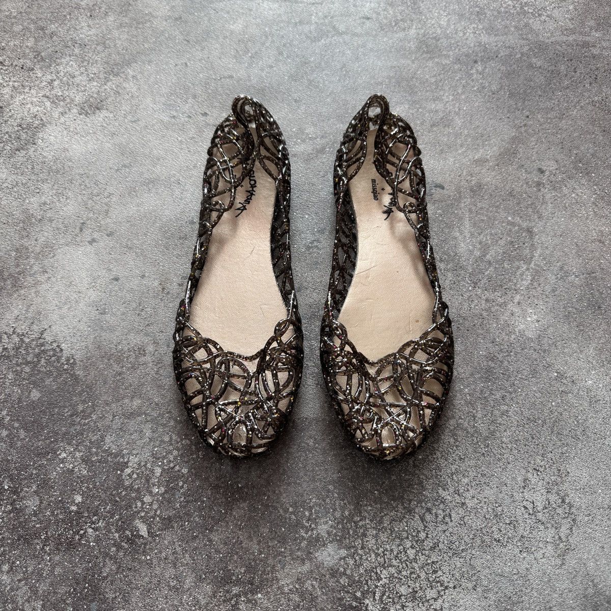 Hysteric Glamour Anglomania Y2K Transparent Glitter Jelly Flats Mesh Ballet Size US 9 / IT 39 - 3 Thumbnail