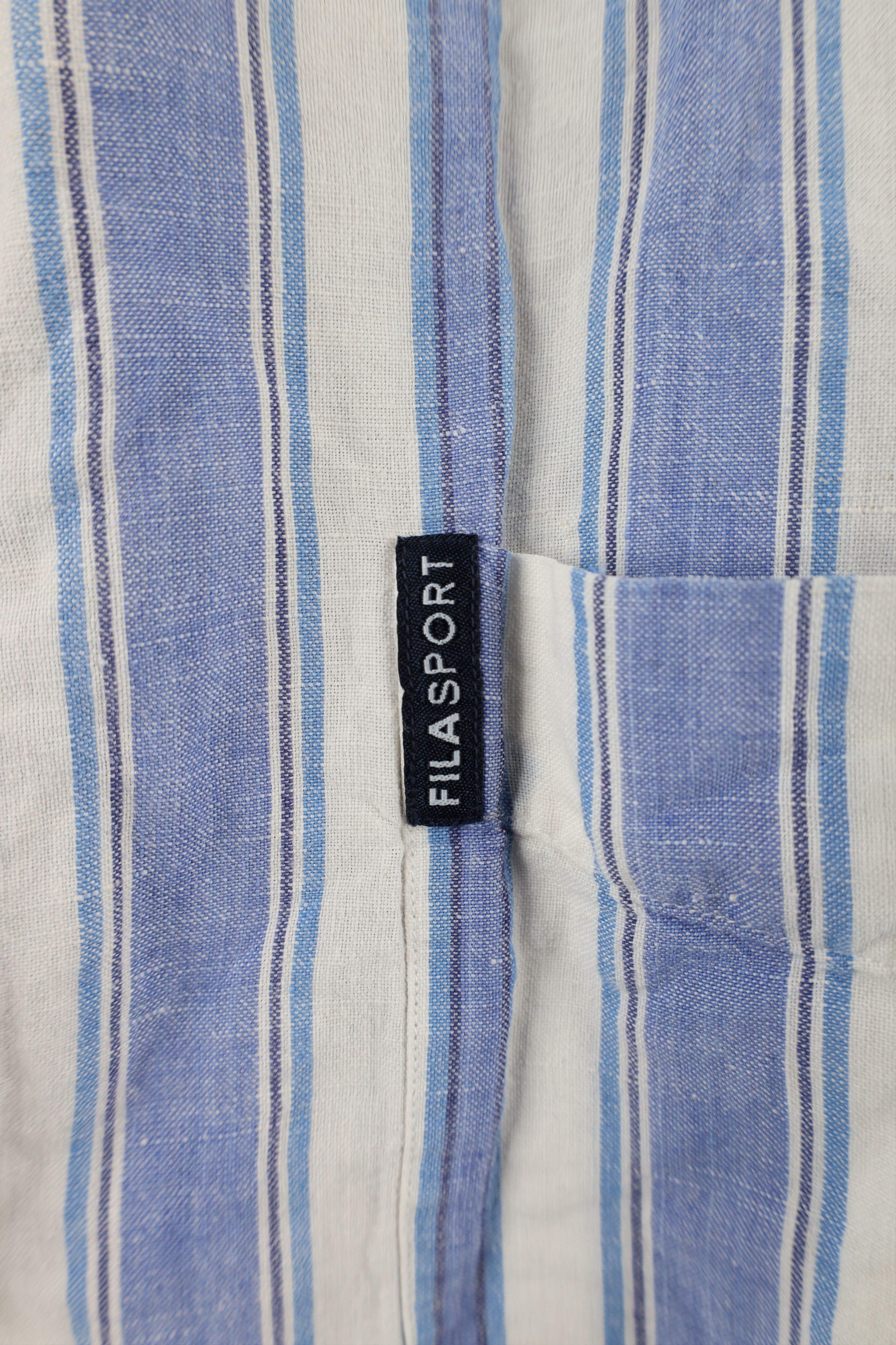 Fila × Vintage Vintage 90s Fila Sport Striped Short Sleeve Button Shirt Size US XL / EU 56 / 4 - 4 Thumbnail