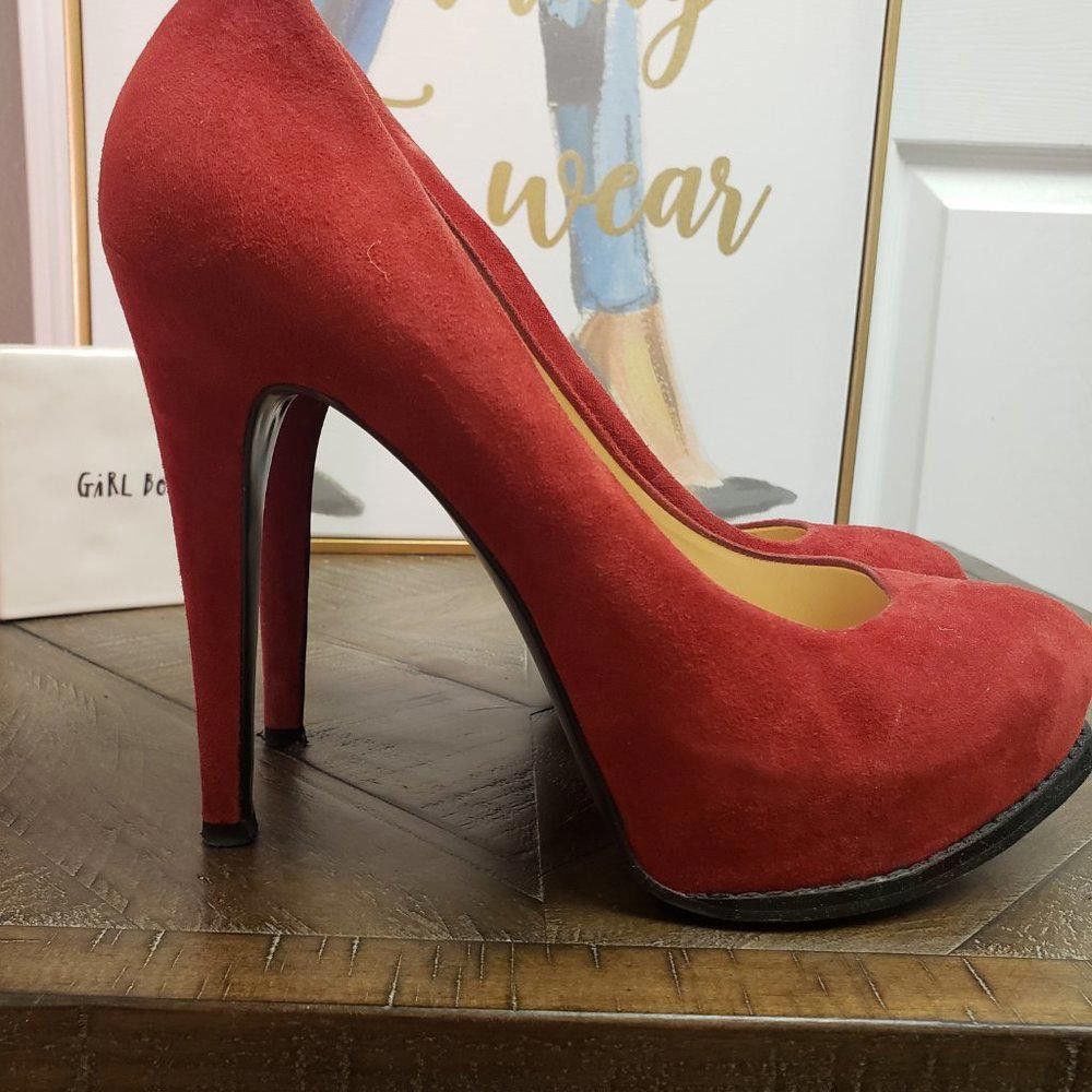 Guess GUESS Red Suede Pumps Size US 8.5 / IT 38.5 - 1 Thumbnail