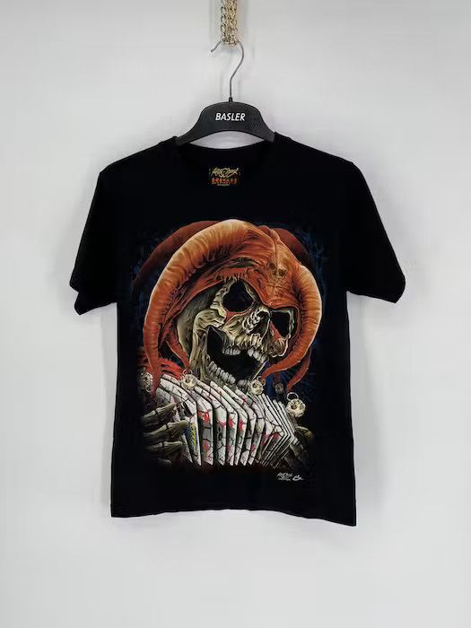 Band Tees × Vintage Tatto Motif Hourglass SCULL T-Shirt Biker Streetwear SKULL Size US S / EU 44-46 / 1 - 4 Thumbnail