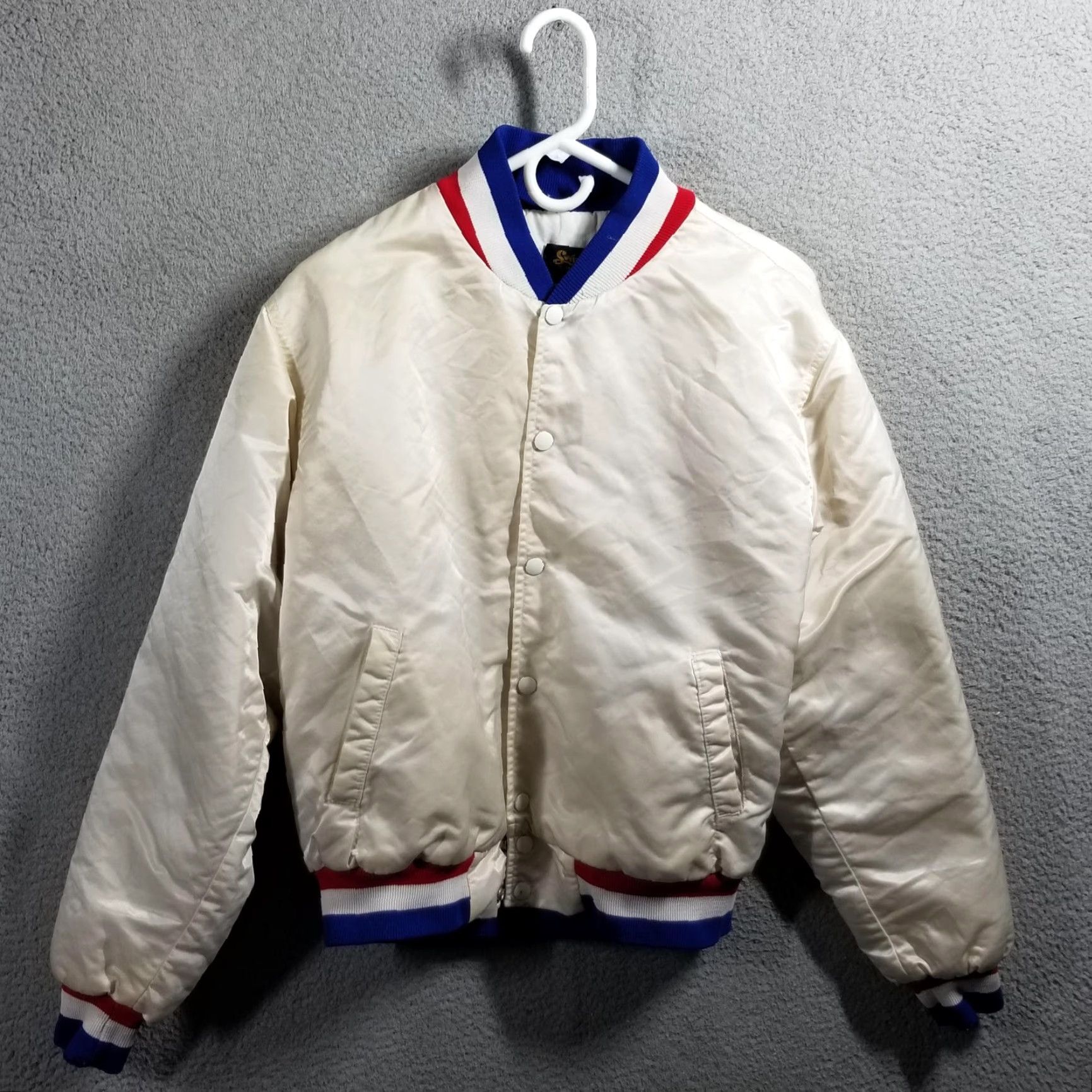 Vintage VINTAGE OLYMPICS USA Baseball Satin Varsity Jacket M Medium White Swingster Quilted Embroidered Pockets USA 1984 Mens Java? Size US M / EU 48-50 / 2 - 2 Thumbnail