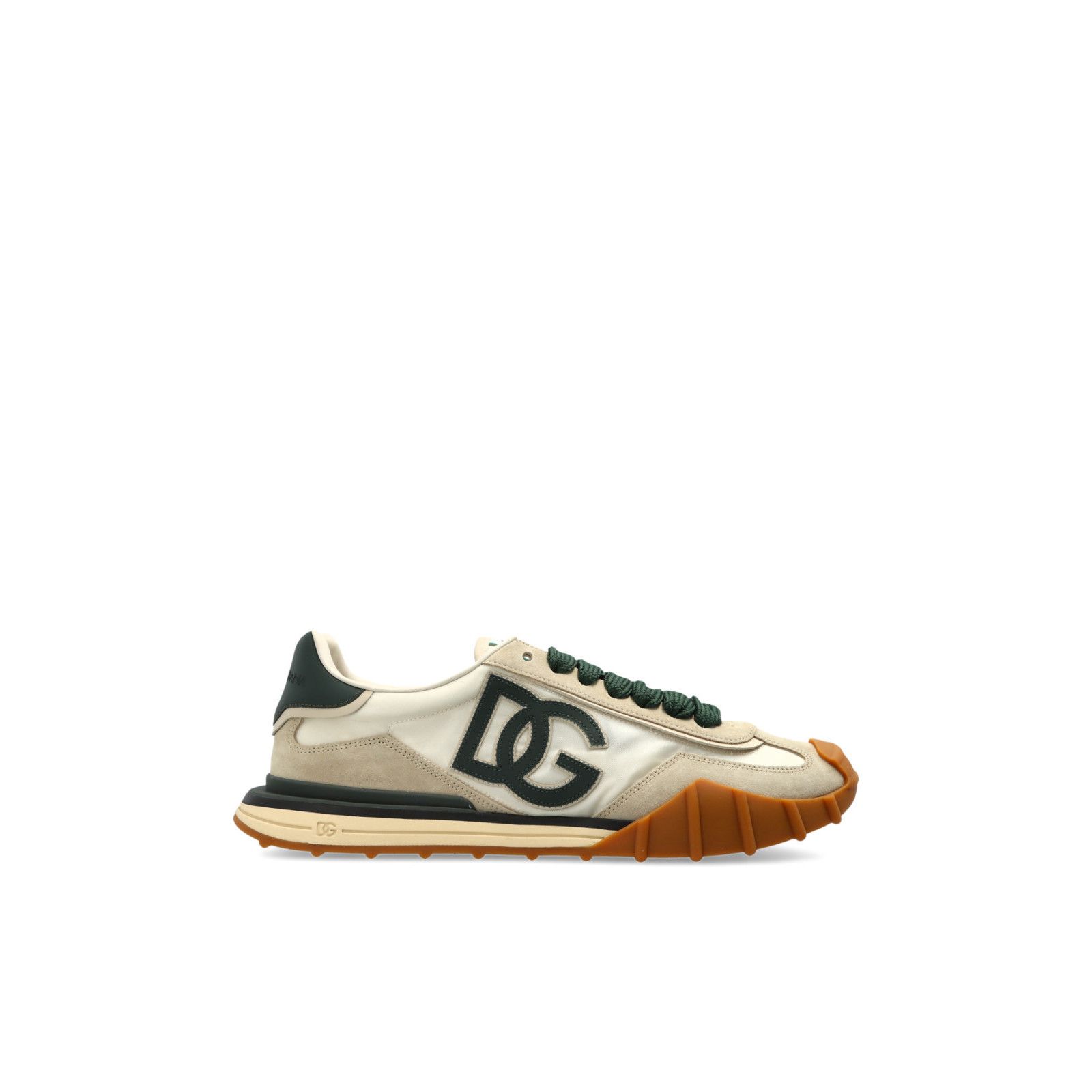 DOLCE&GABBANA Cream Beige Green Suede Sneakers New & Authent