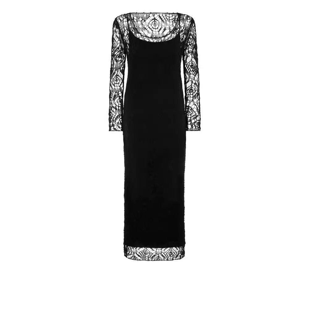 Tom Ford o1loc1c0625 ACK371 Crocheted Cocktail Dress in Black Size L / US 10 / IT 46 - 1 Thumbnail