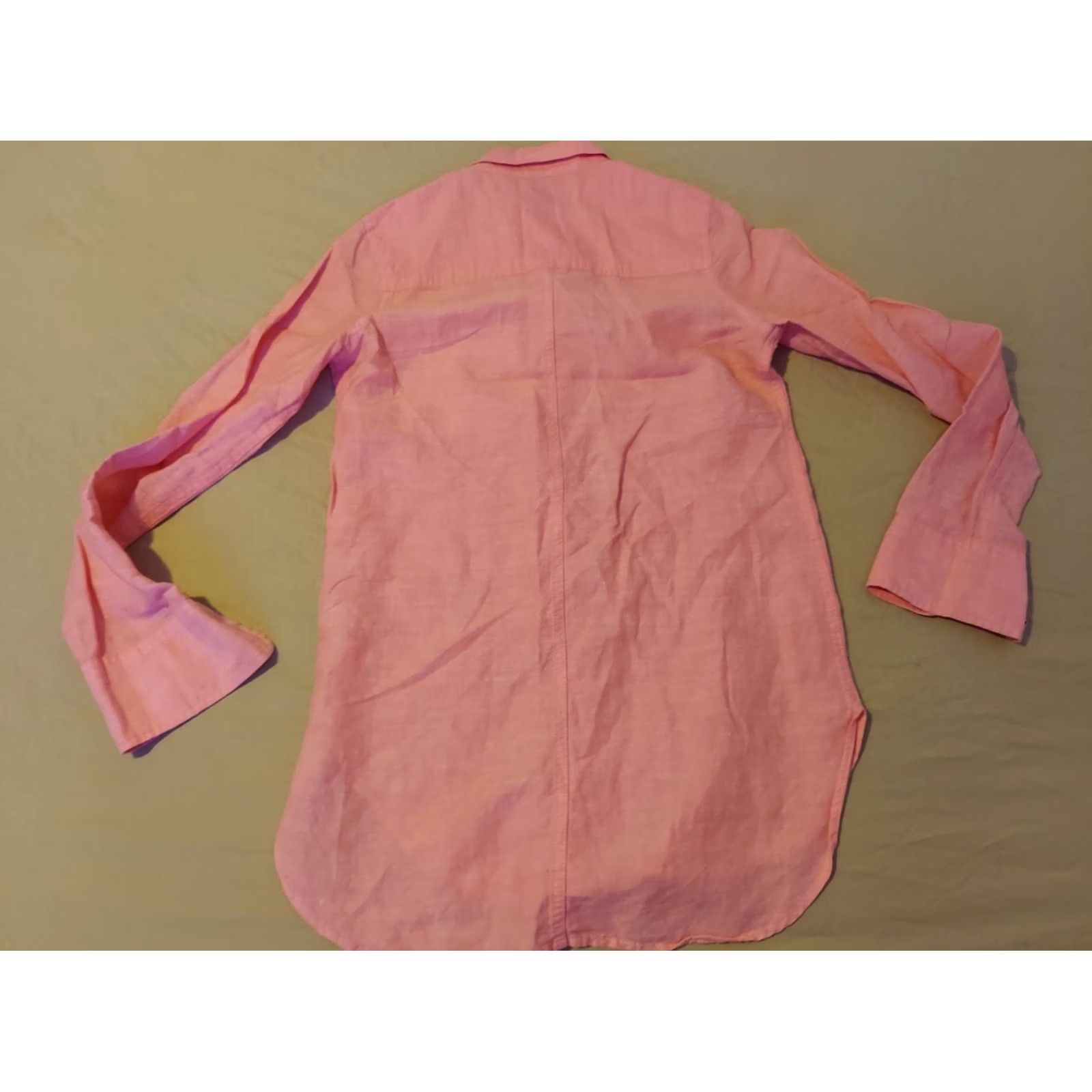 J.Crew J. Crew Pink Linen Button Shirt Blouse Womens Size 0 Long Sleeve Collared Casual Size XS / US 0-2 / IT 36-38 - 8 Thumbnail