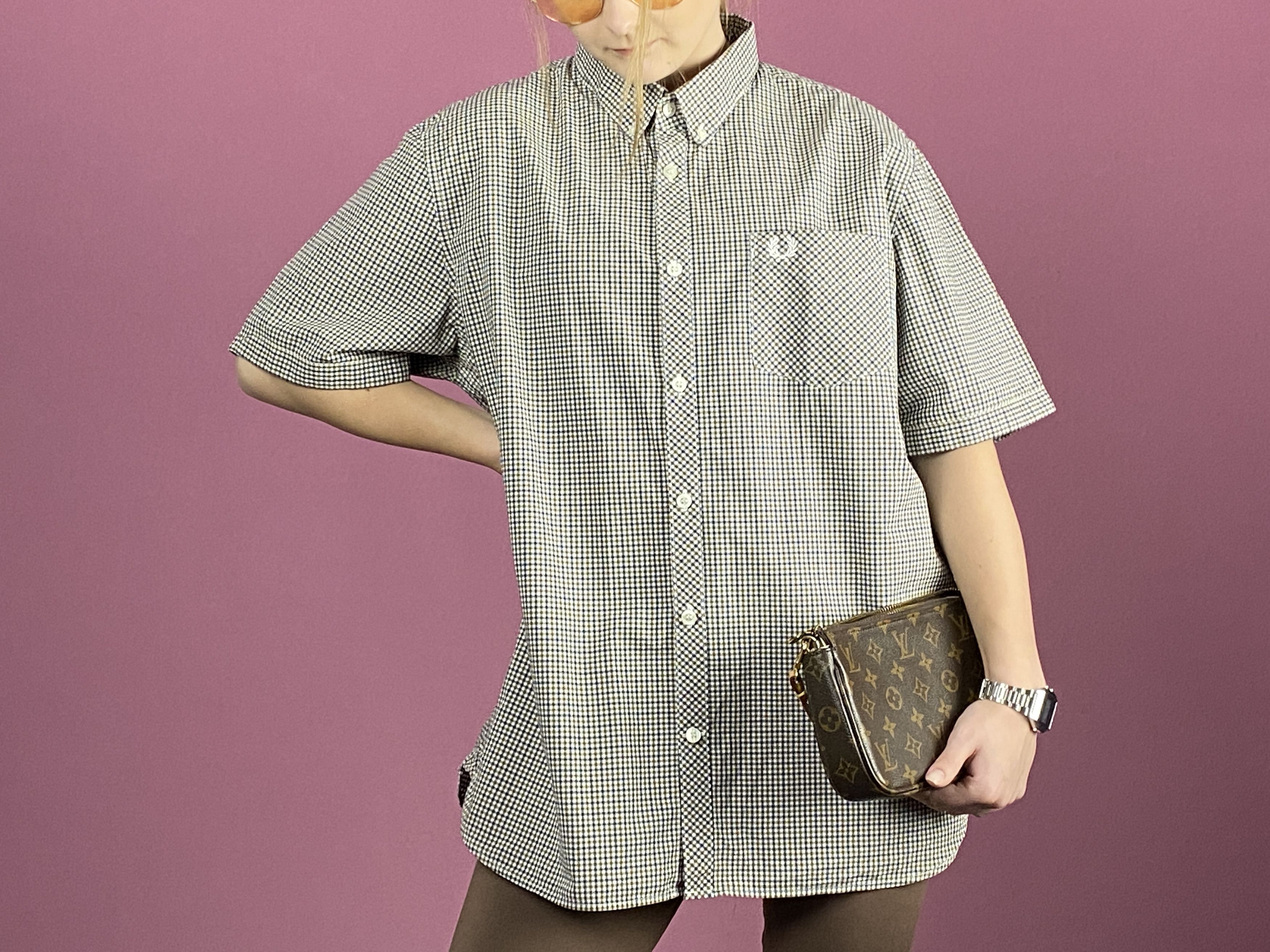 Fred Perry × Vintage Fred Perry Vintage Women's Short Sleeve Check Shirt - XL Size XL / US 12-14 / IT 48-50 - 4 Thumbnail
