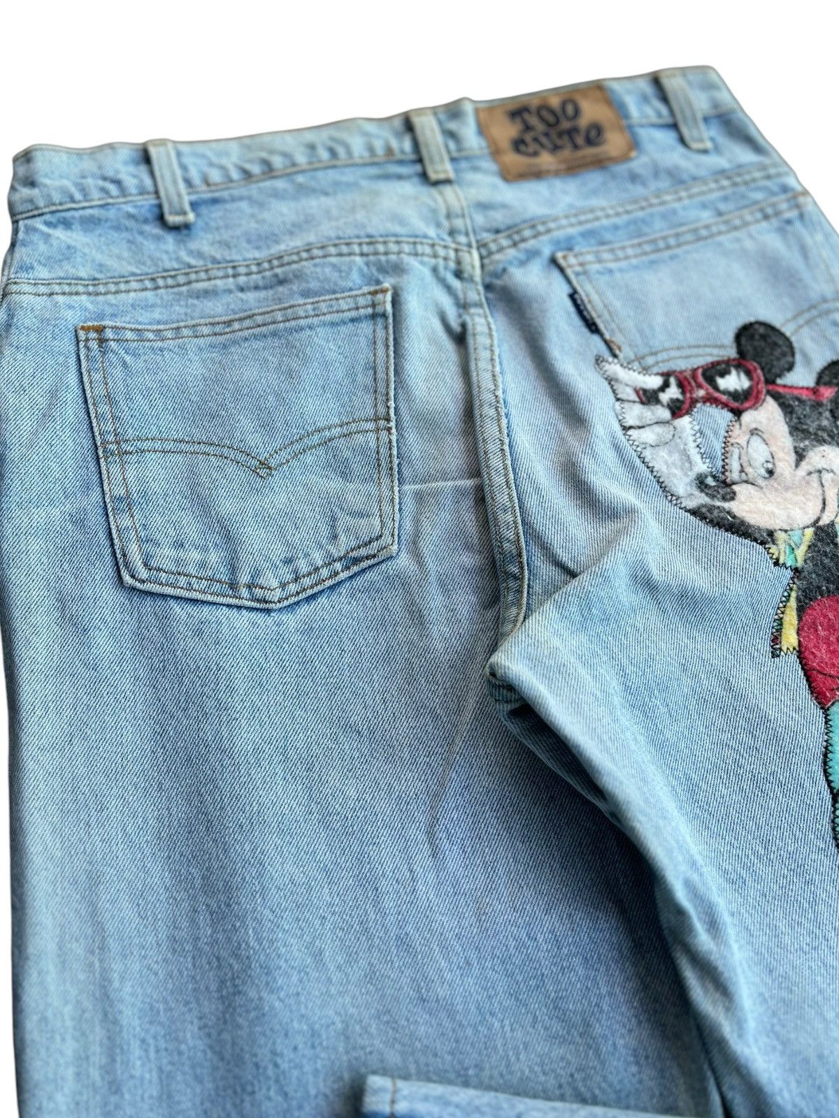 Levi's Vintage Clothing × Too Cute Guetta Bros. 🔥Vtg 90s Levis Too Cute Micky Mouse Patches Distressed Jeans Size US 31 - 20 Thumbnail