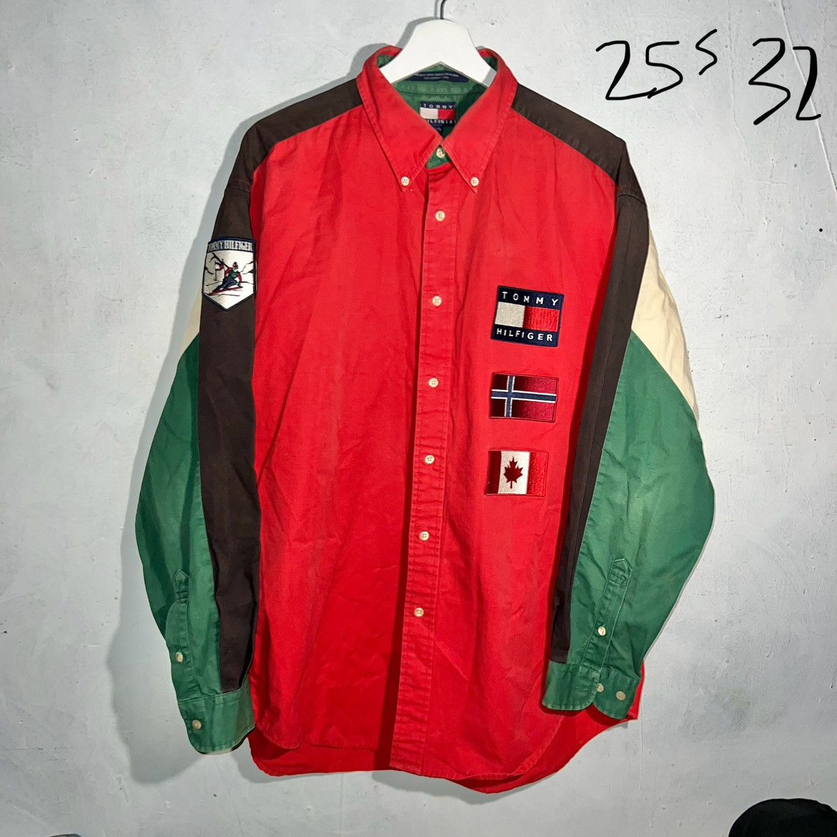 Vintage Tommy Hilfiger Patchwork Shirt Longsleeve Ski Large