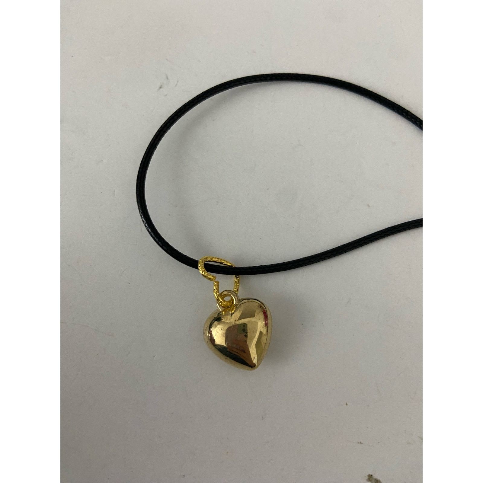 Handmade Gold tone puffed heart necklace Size ONE SIZE - 4 Thumbnail