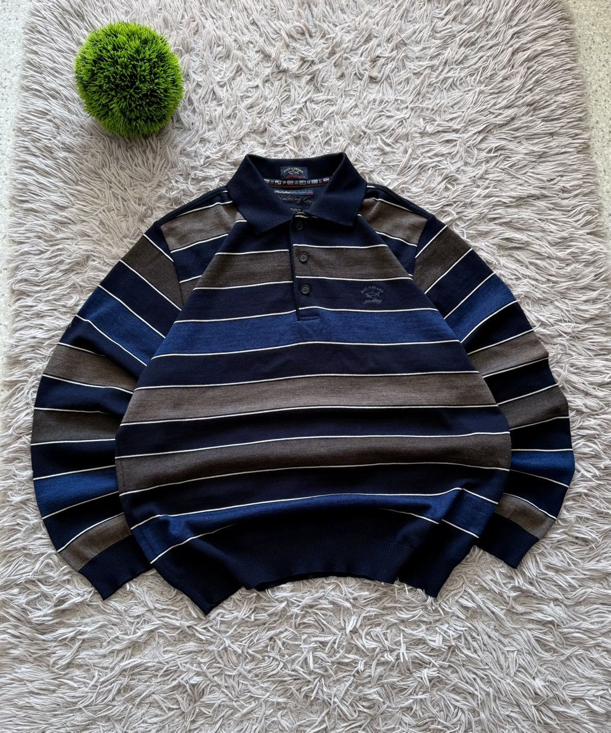 Paul & Shark 00s Paul & Shark Yachting Striped Knit Polo Sweater Casuals Size US L / EU 52-54 / 3 - 2 Thumbnail